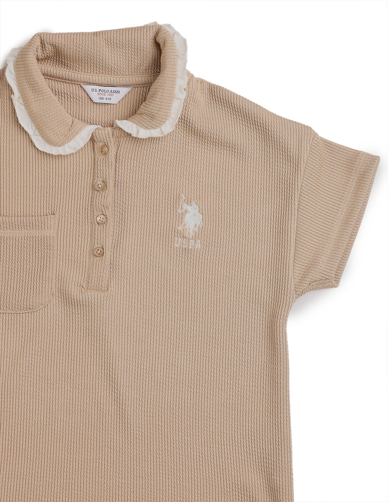 Girls Textured Boxy Fit Top Light Brown - U.S. POLO ASSN. | Large