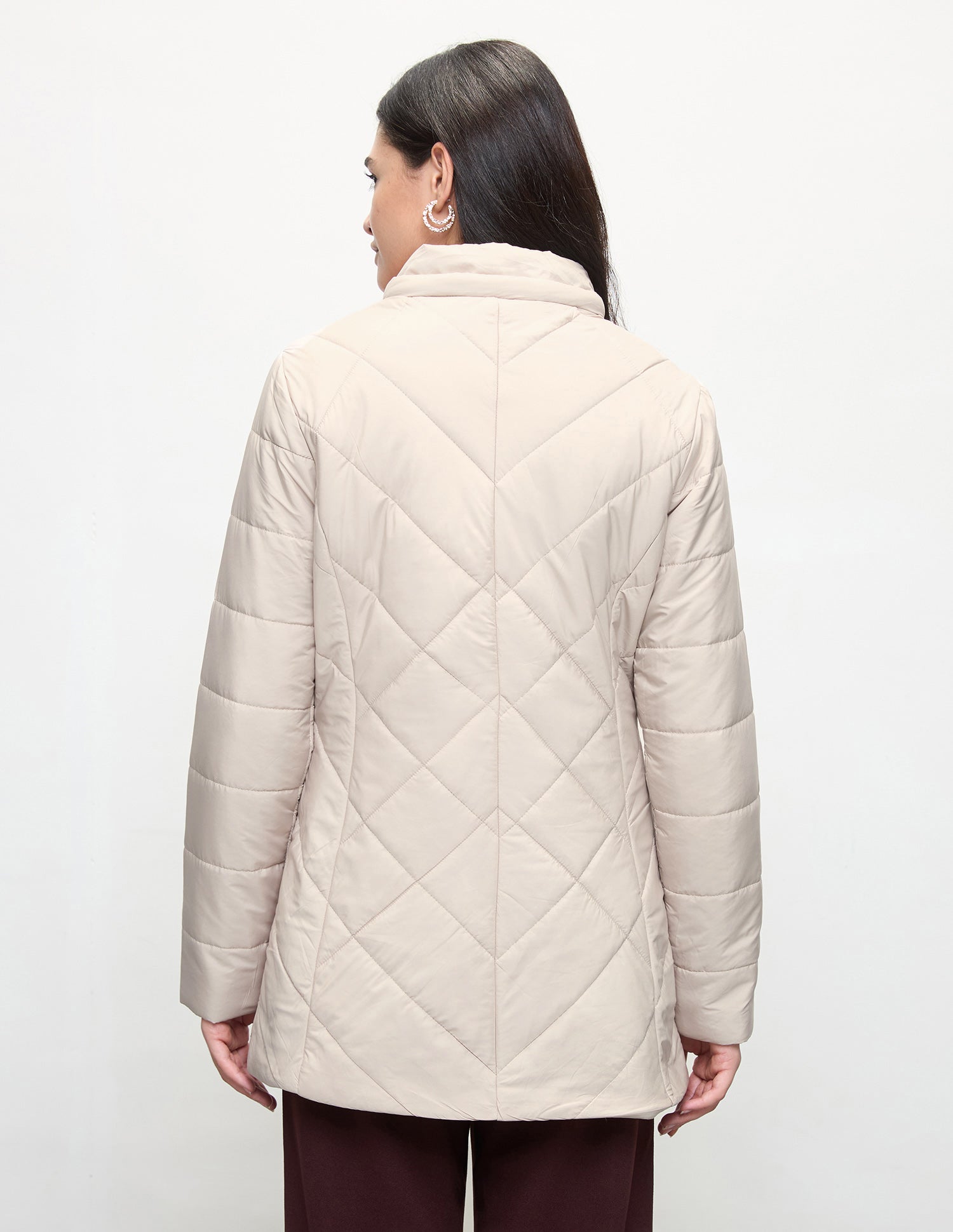 Longline Detachable Hood Quilted Jacket Ecru - U.S. Polo Assn. India | Large