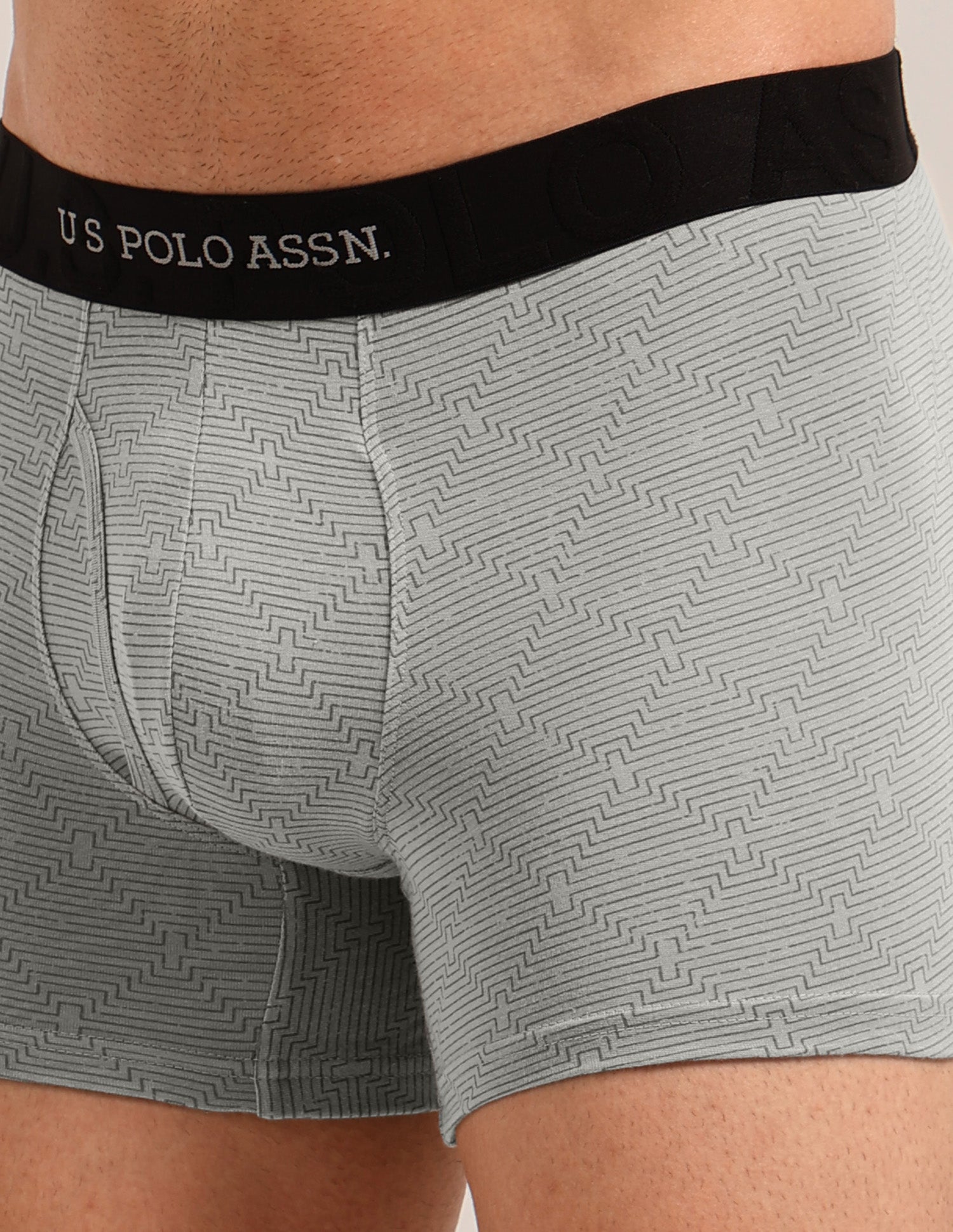 Printed Cotton Stretch Essential OET22 Long Trunk - Pack Of 2 Back/ Flint Grey - U.S. Polo Assn. India | Large