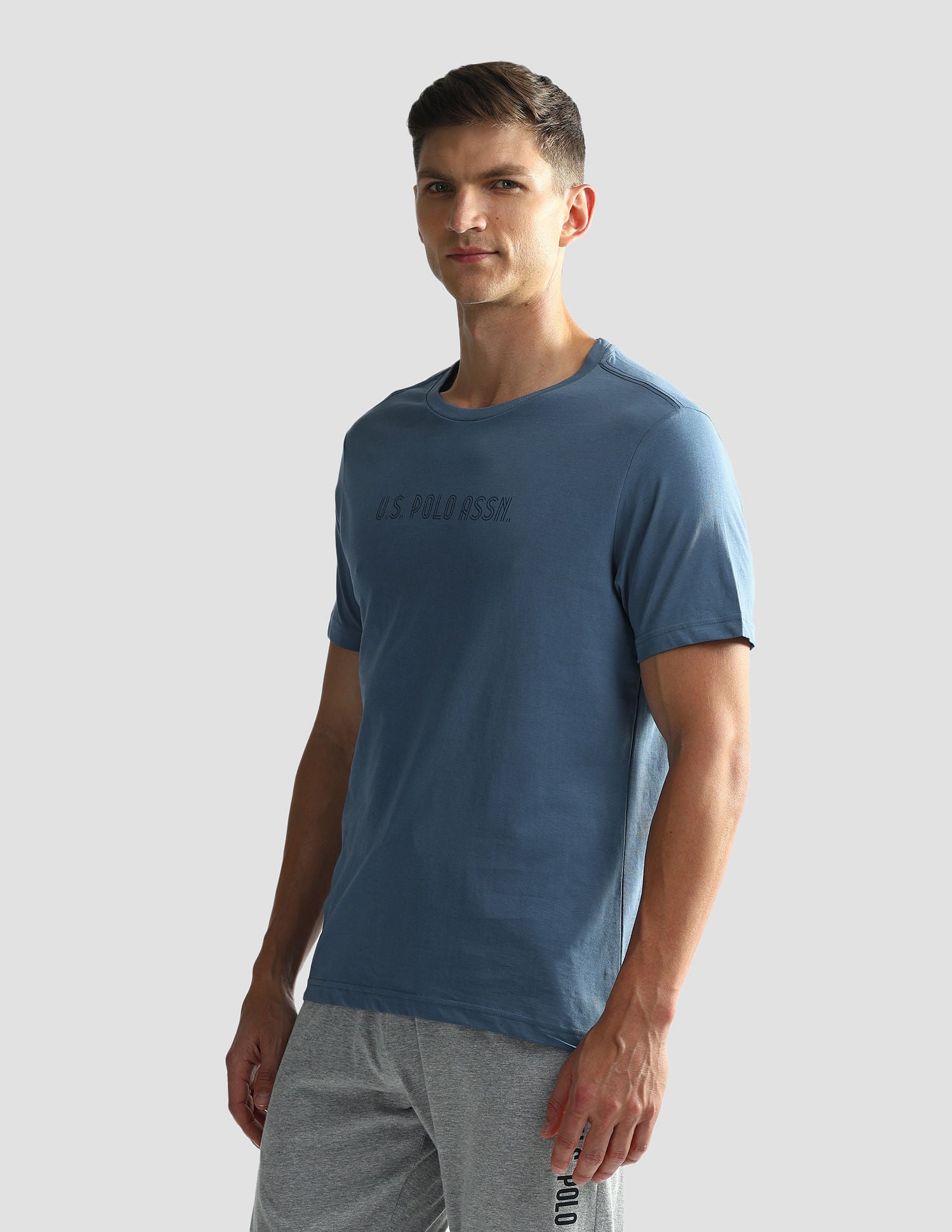 Brand Print Cotton OEE03 Lounge T-Shirt - Pack Of 2 Navy and Sky Blue - U.S. POLO ASSN. | Large