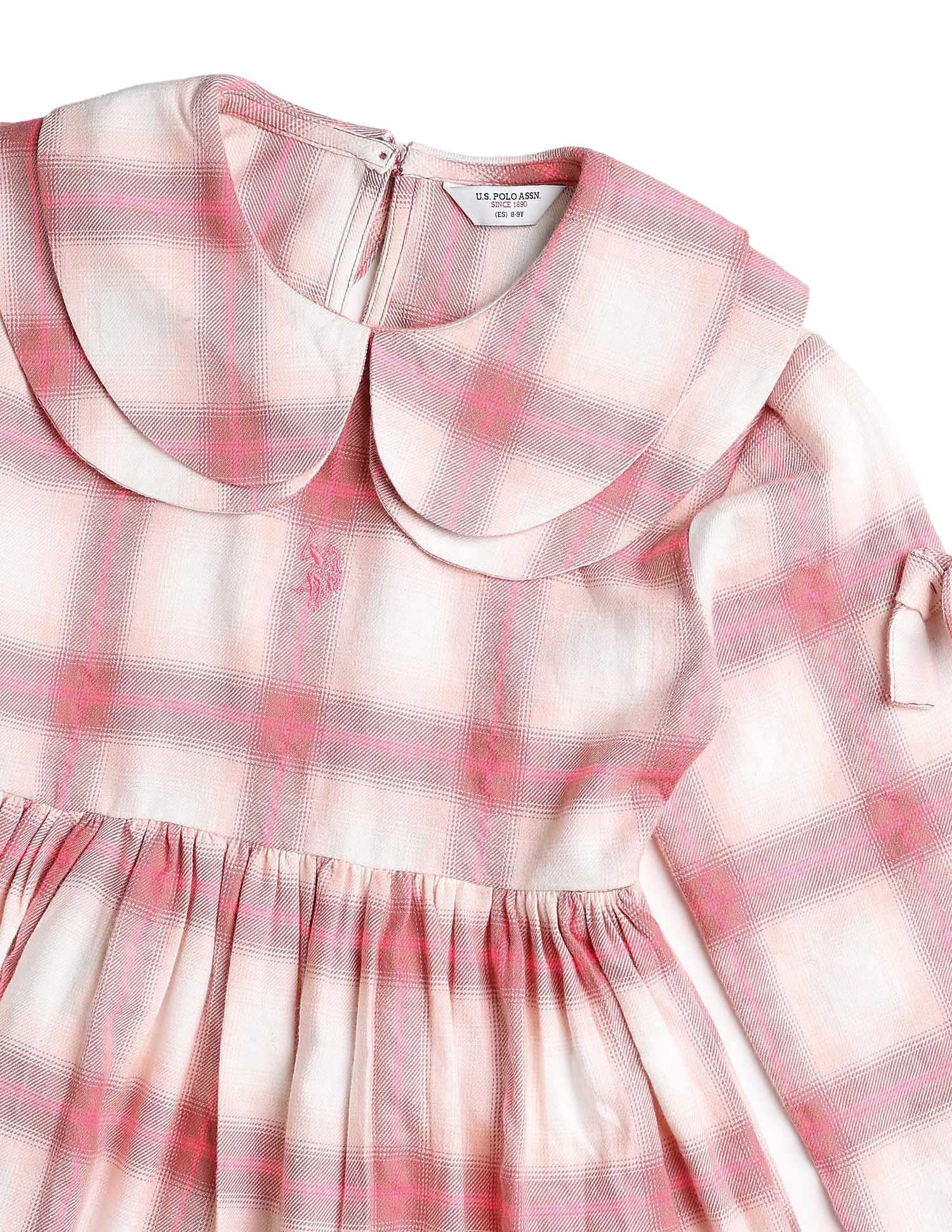 Girls Checked A-Line Dress Pink - U.S. POLO ASSN. | Large