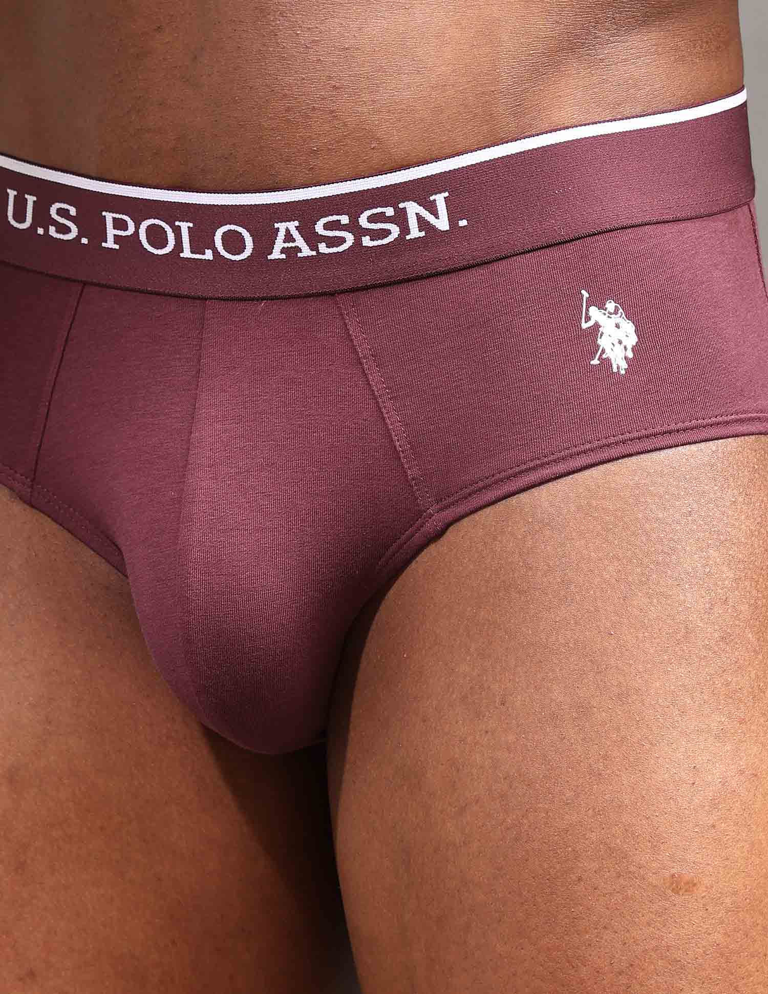 Elasticized Waist Solid EB004 Briefs - Pack Of 2 Port Royal and Olive - U.S. POLO ASSN. | Large