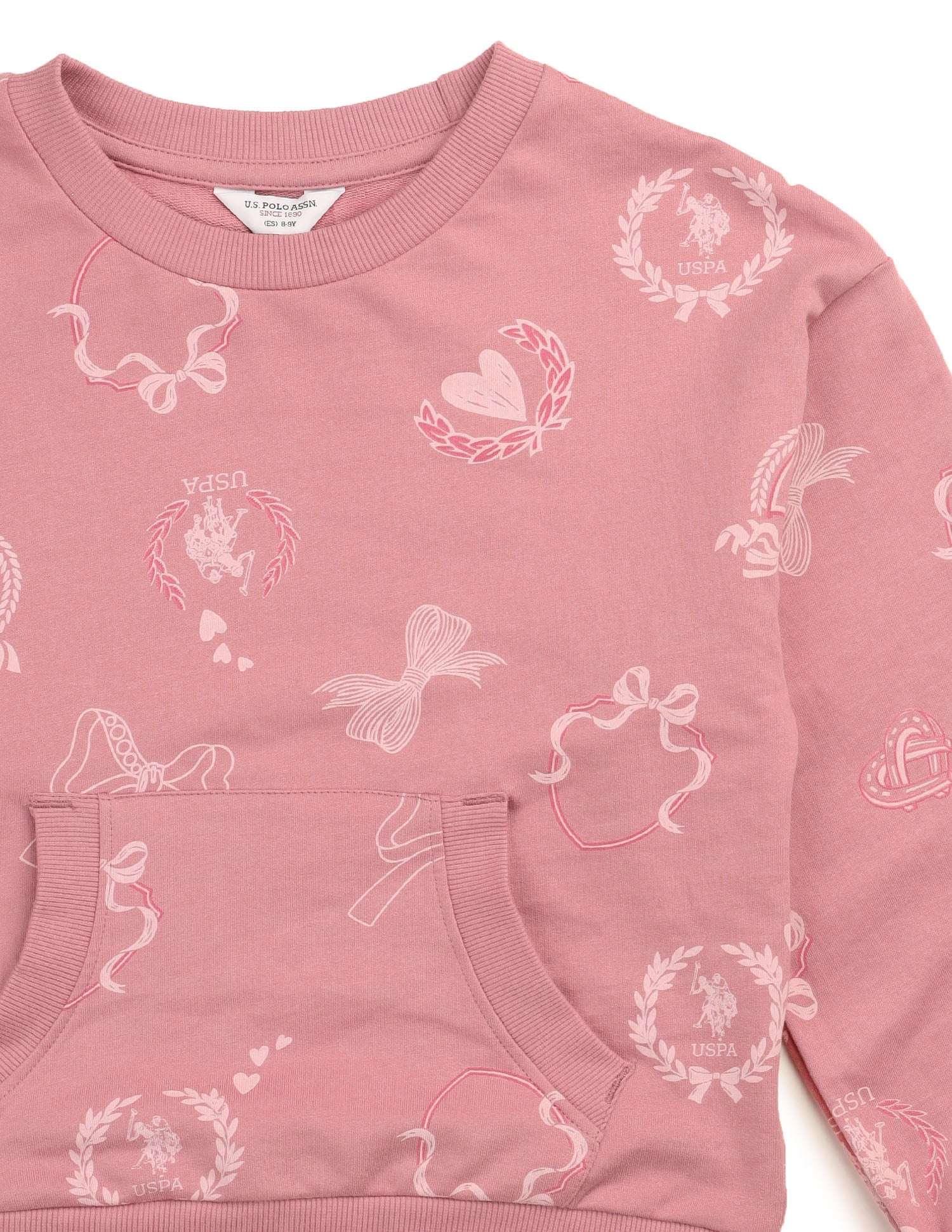 Girls Graphic Printed Comfort Fit Sweatshirt Pink - U.S. POLO ASSN. | Large