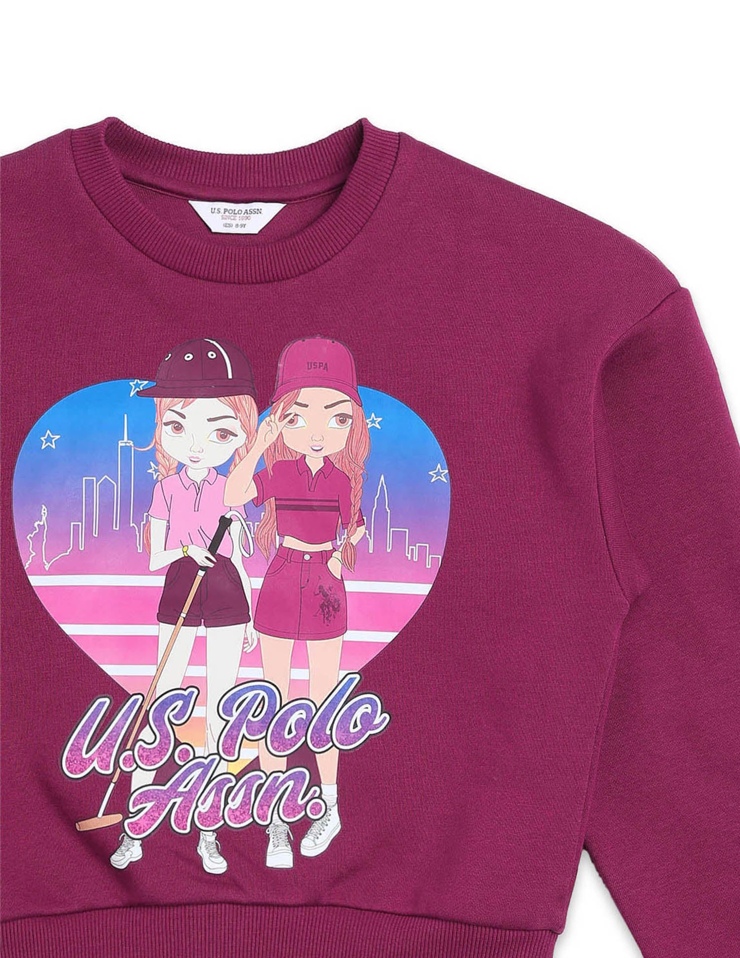 Brand Printed Regular Fit Sweatshirt Wine - U.S. POLO ASSN. | Large