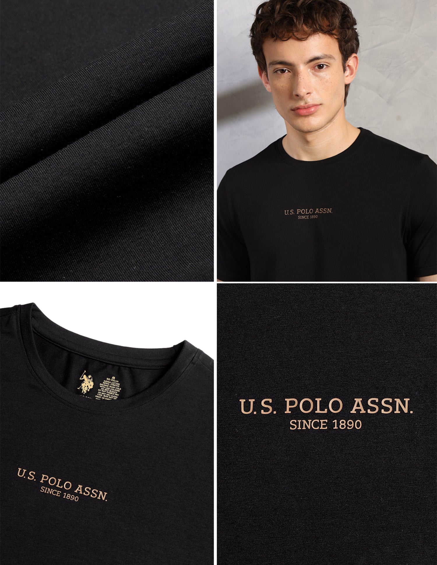 Comfort Relaxed Fit Breathable PE005-PL Lounge T-Shirt - Pack Of 1 Black - U.S. Polo Assn. India | Large