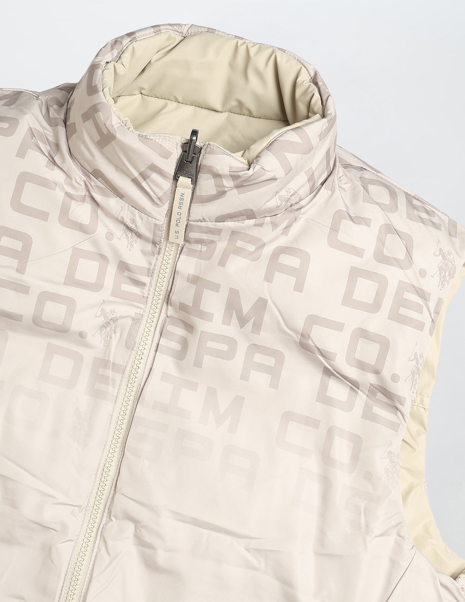 Reversible Brand Printed Puffer Jacket Beige - U.S. Polo Assn. India | Large