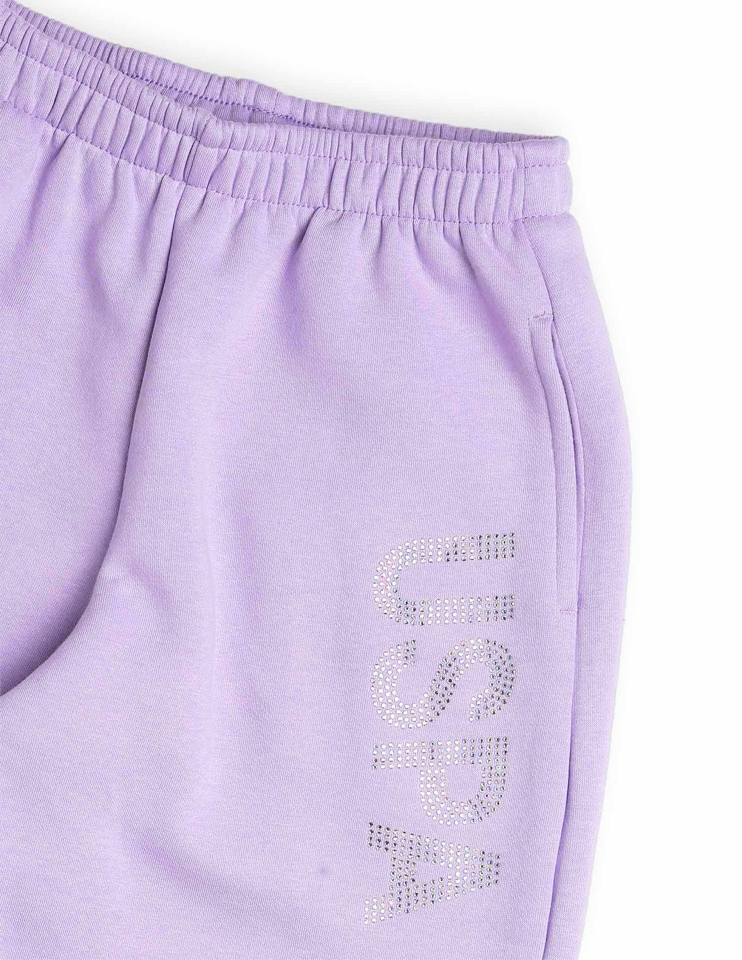 Girls Solid Regular Fit Joggers Light Purple - U.S. POLO ASSN. | Large