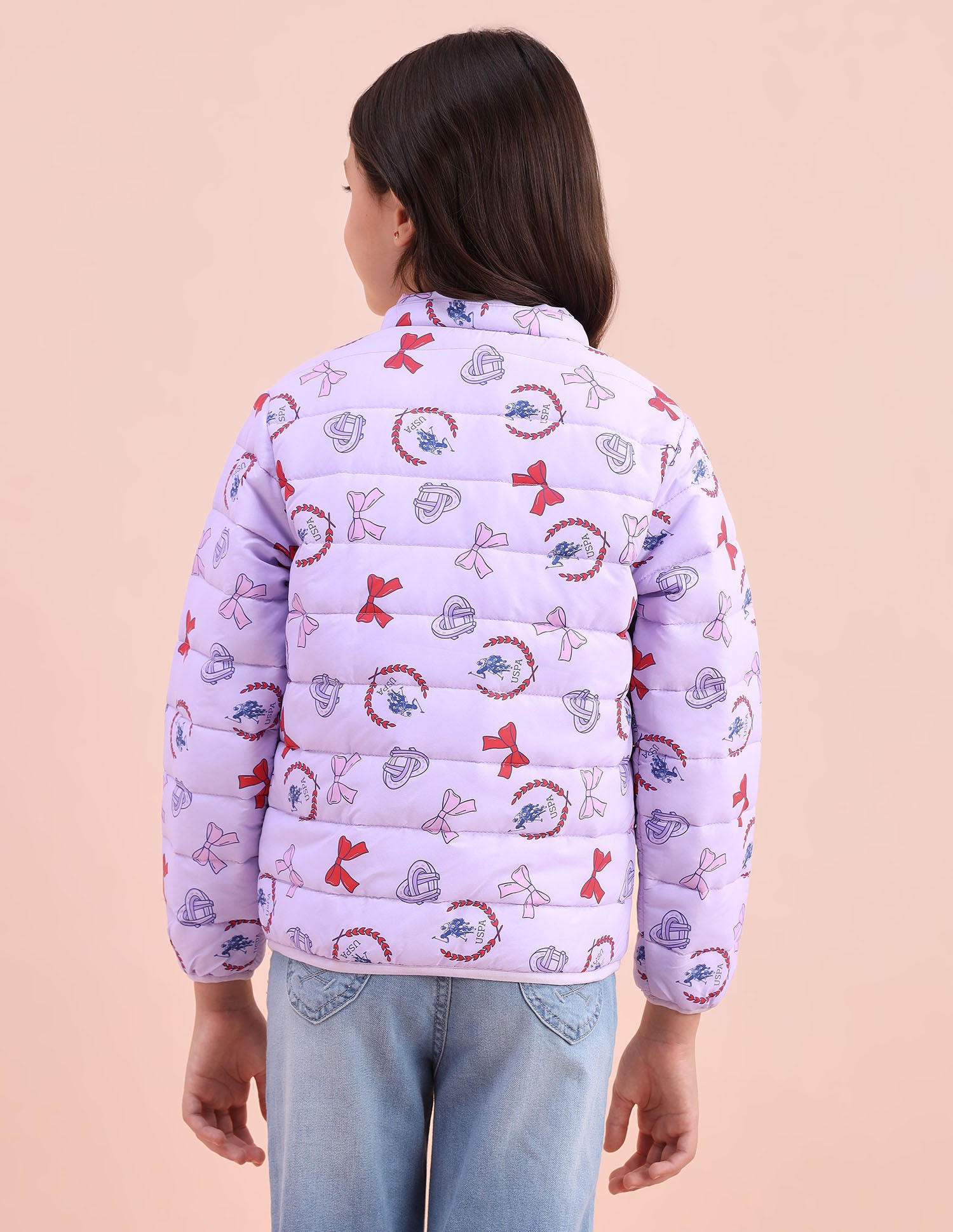 Graphic Printed Puffer Jacket Lilac - U.S. POLO ASSN. | Large