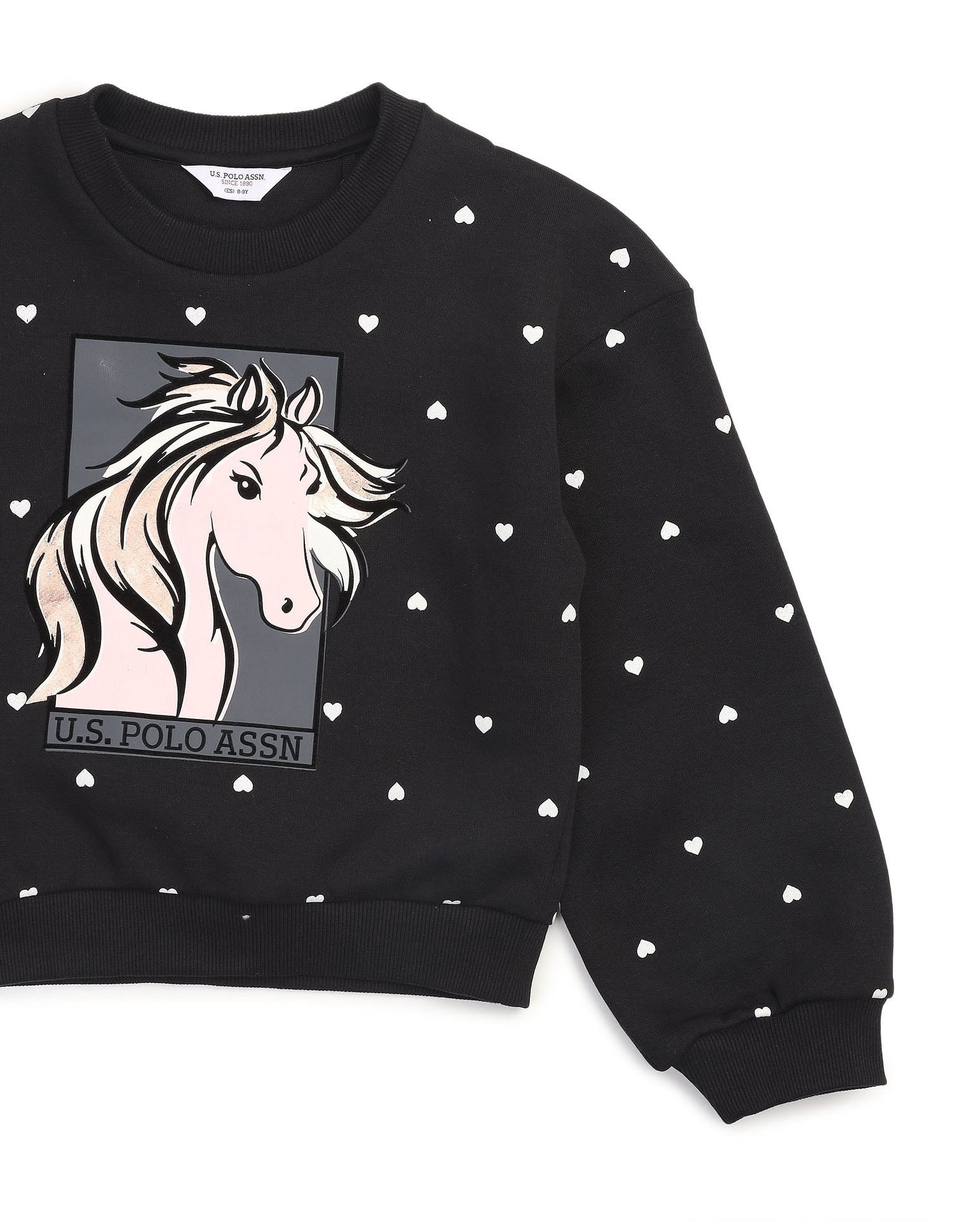Girls Graphic Printed Regular Fit Sweatshirt Black - U.S. POLO ASSN. | Large