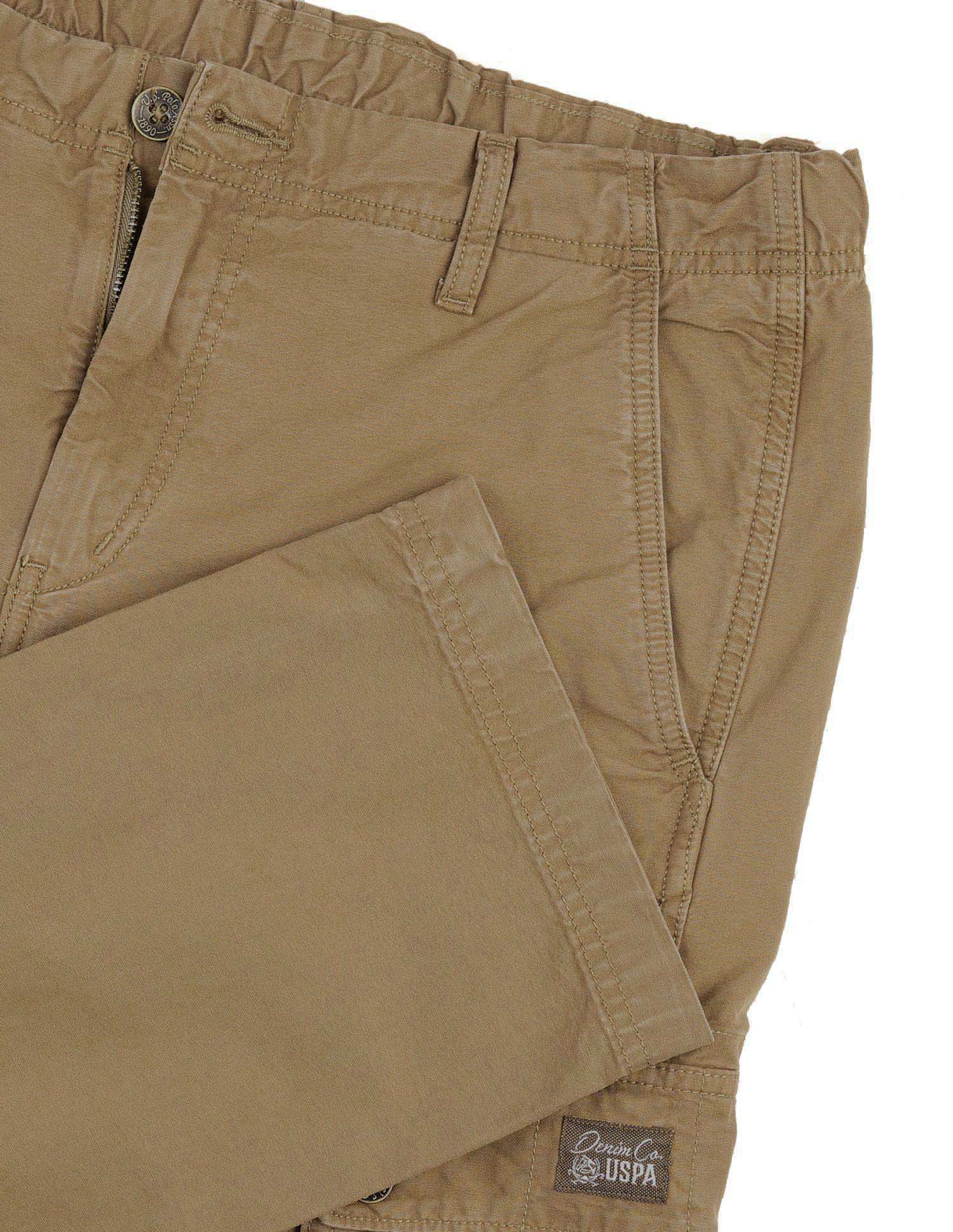 Mid Rise Straight Fit Twill Cargos Tan - U.S. Polo Assn. India | Large