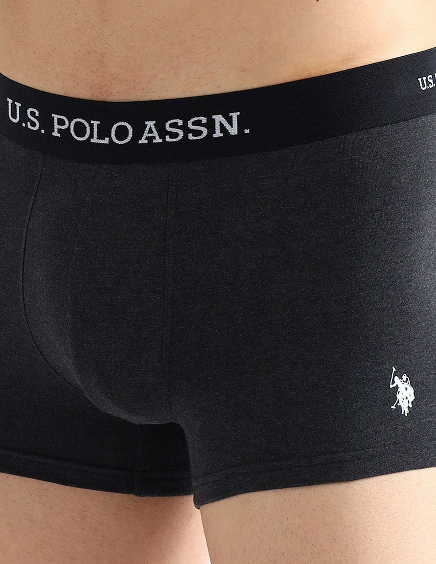 Elasticized Waist Solid OET13 Trunks - Pack Of 3 Navy, Grey and Purple - U.S. POLO ASSN. | Large