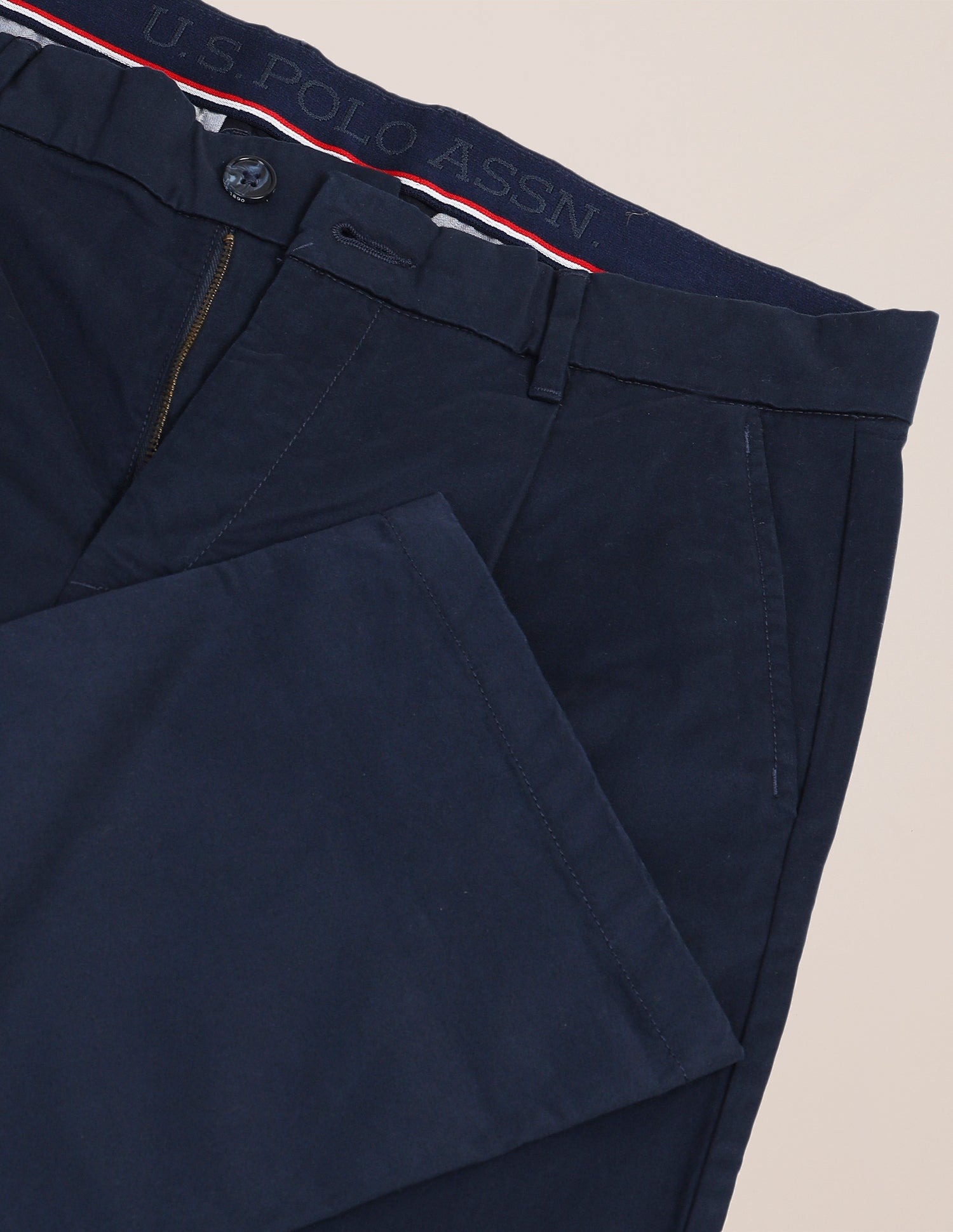 Riley Straight Fit Twill Trousers Navy - U.S. Polo Assn. India | Large