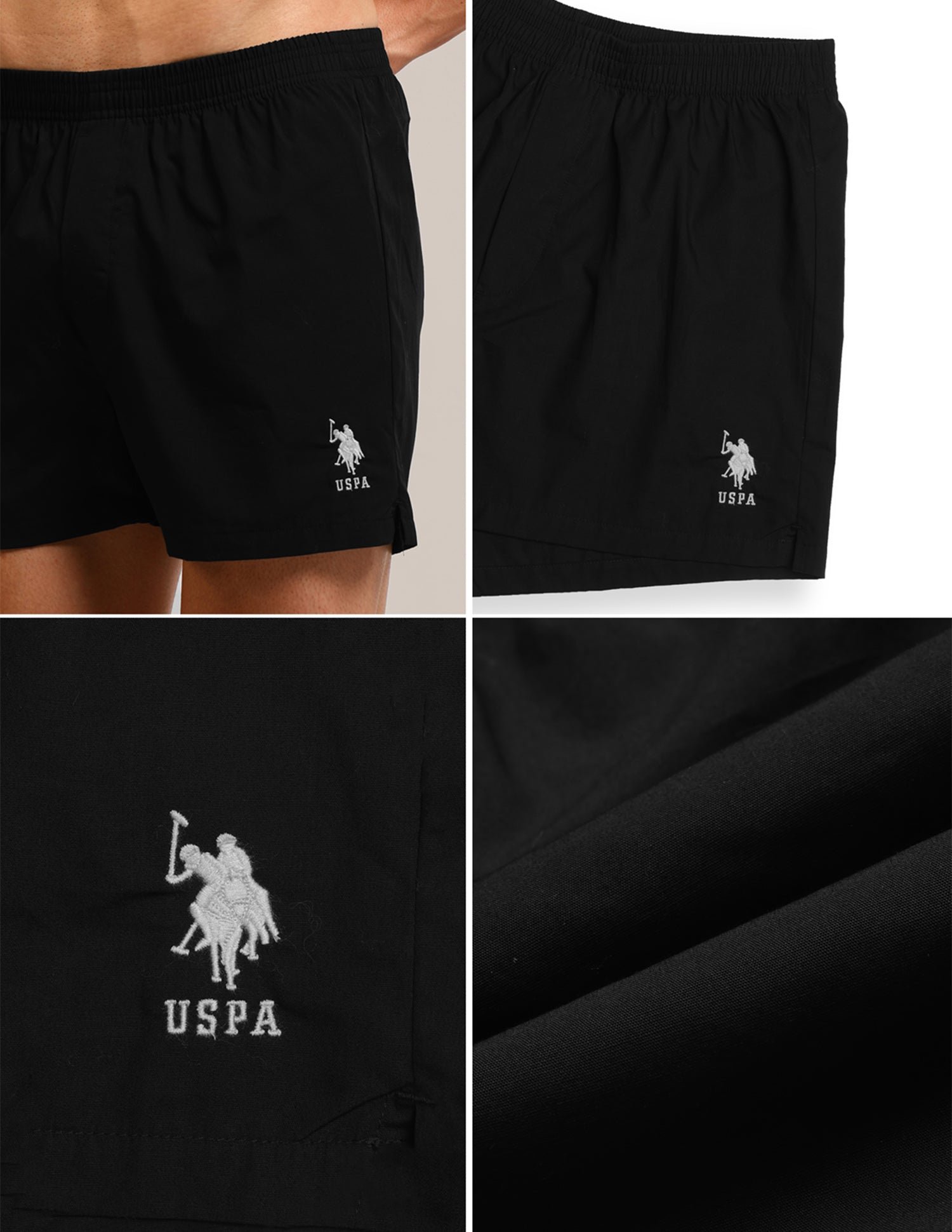 Pure Cotton OEX04 Boxer Shorts - Pack Of 1 Black - U.S. Polo Assn. India | Large