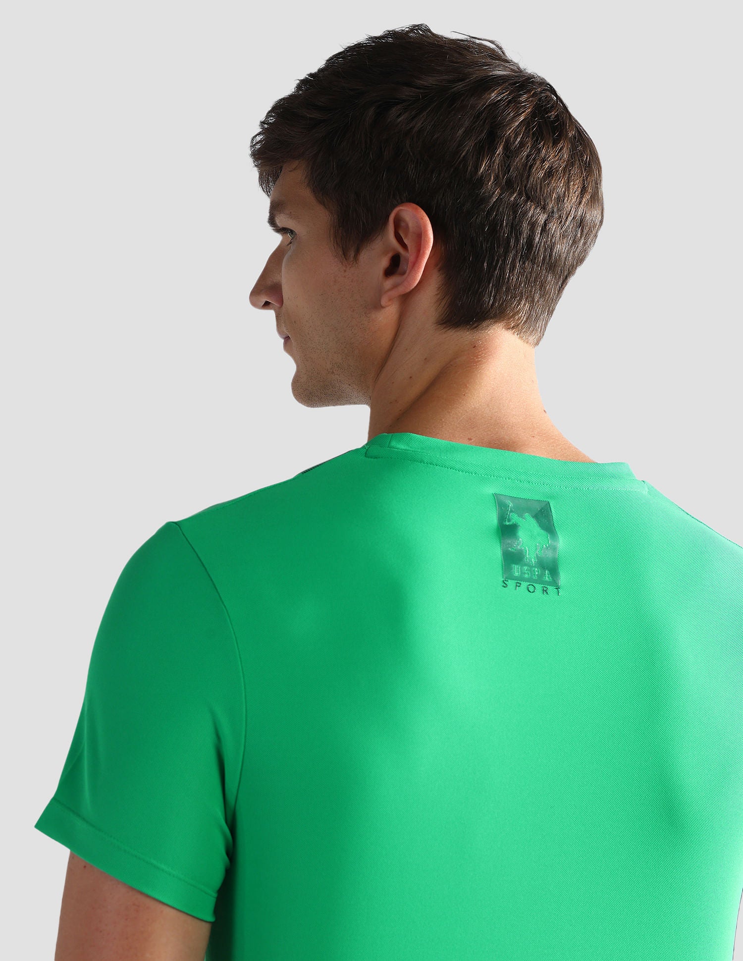 Brand Stripe Honeycomb T-Shirt Green - U.S. Polo Assn. India | Large