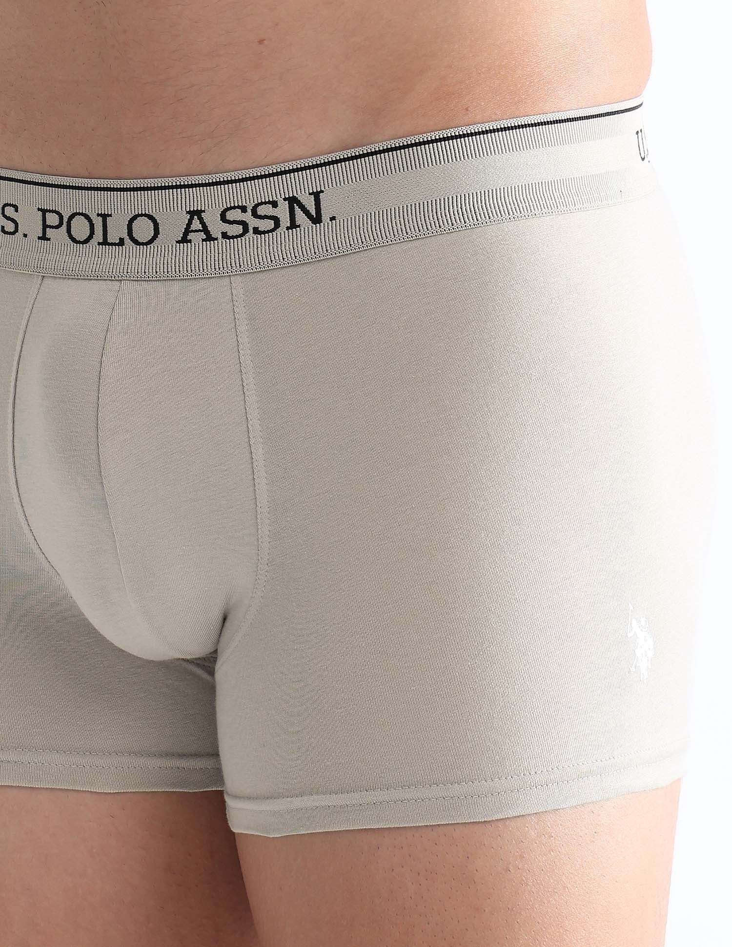 Mid Rise Solid OET15 Trunks - Pack Of 3 Black, Oatmeal and Navy - U.S. POLO ASSN. | Large