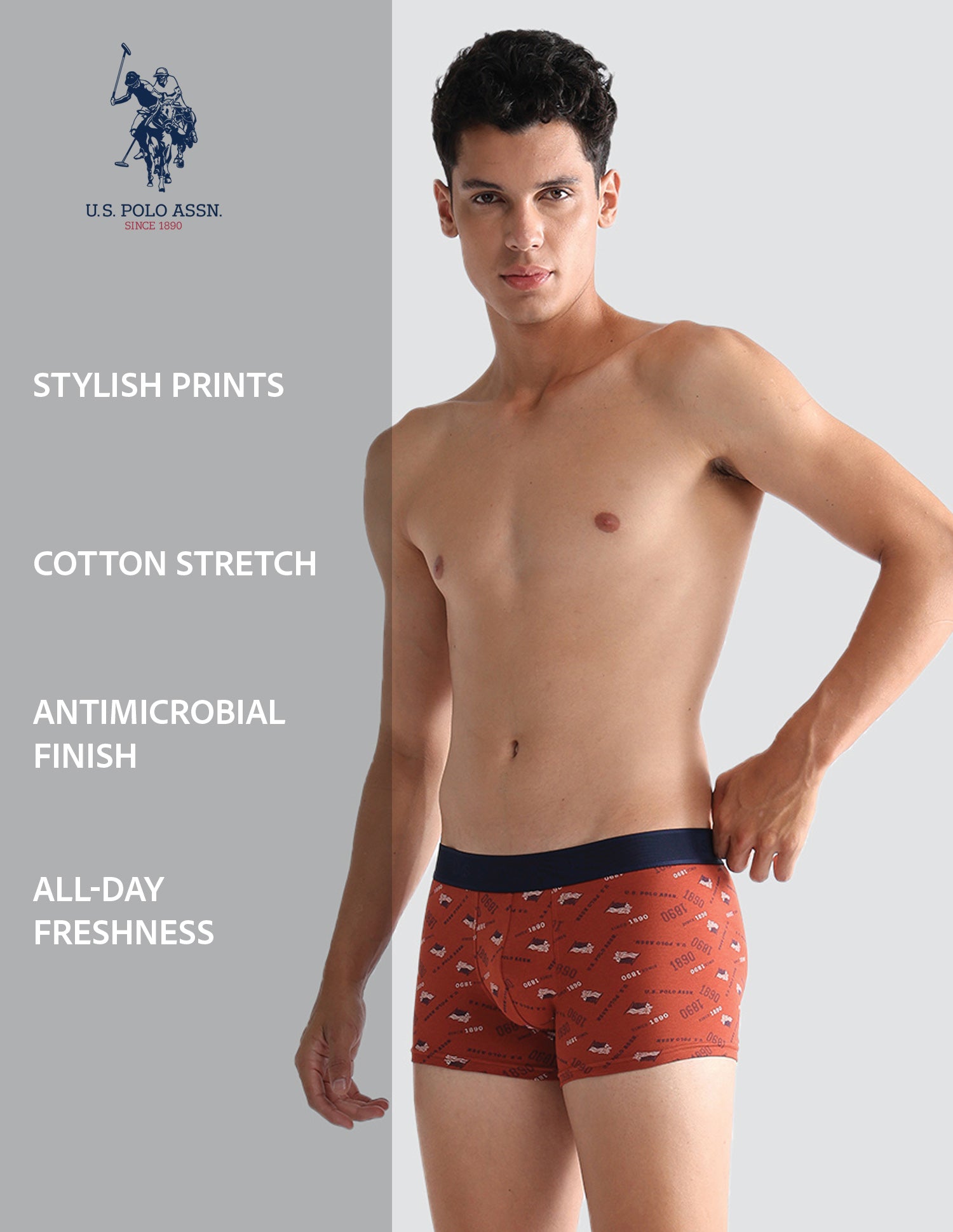 Brand Printed OET16 Trunks - Pack Of 2 Grisaille and Picante - U.S. POLO ASSN. | Large