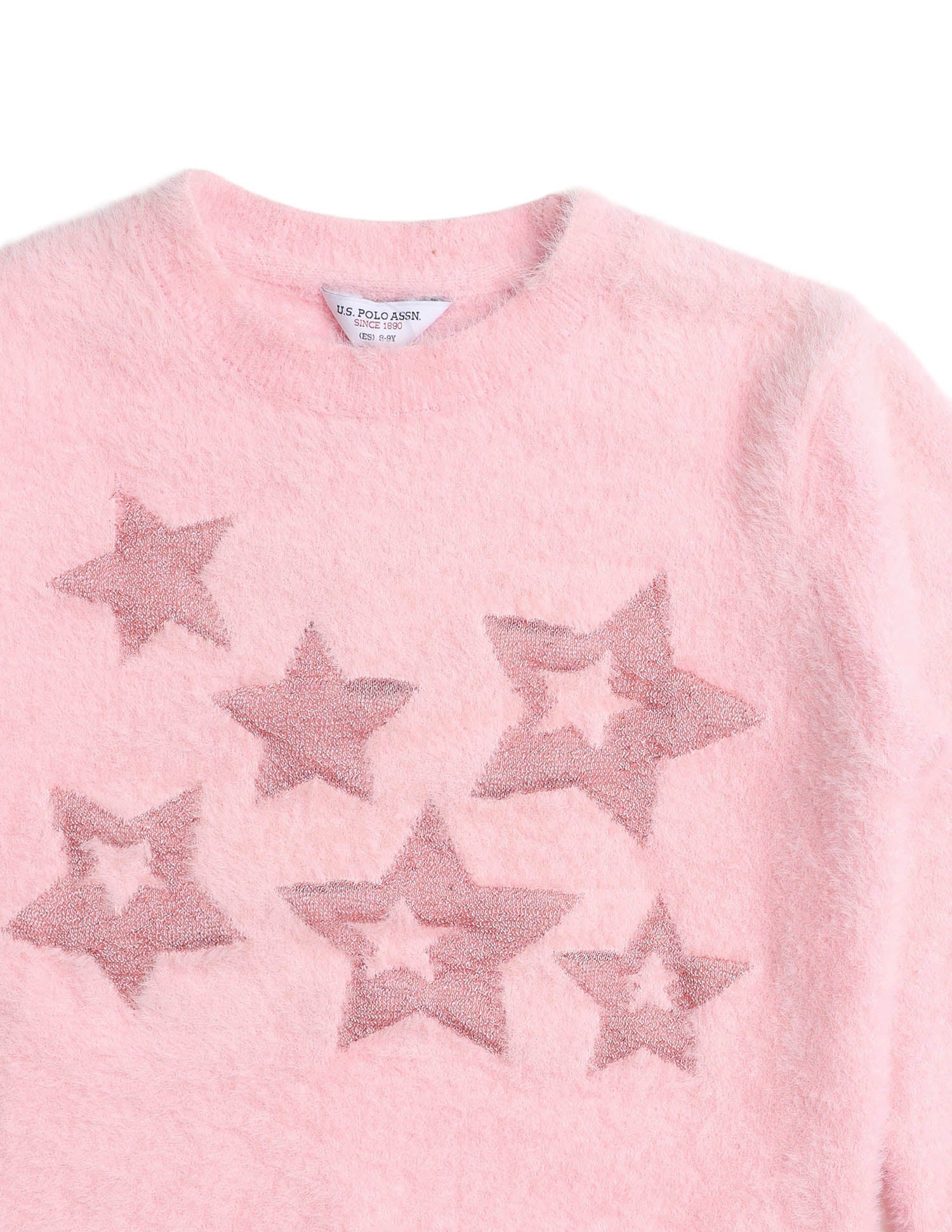 Girls Patterned Knit Pullover Sweater Pink - U.S. POLO ASSN. | Large