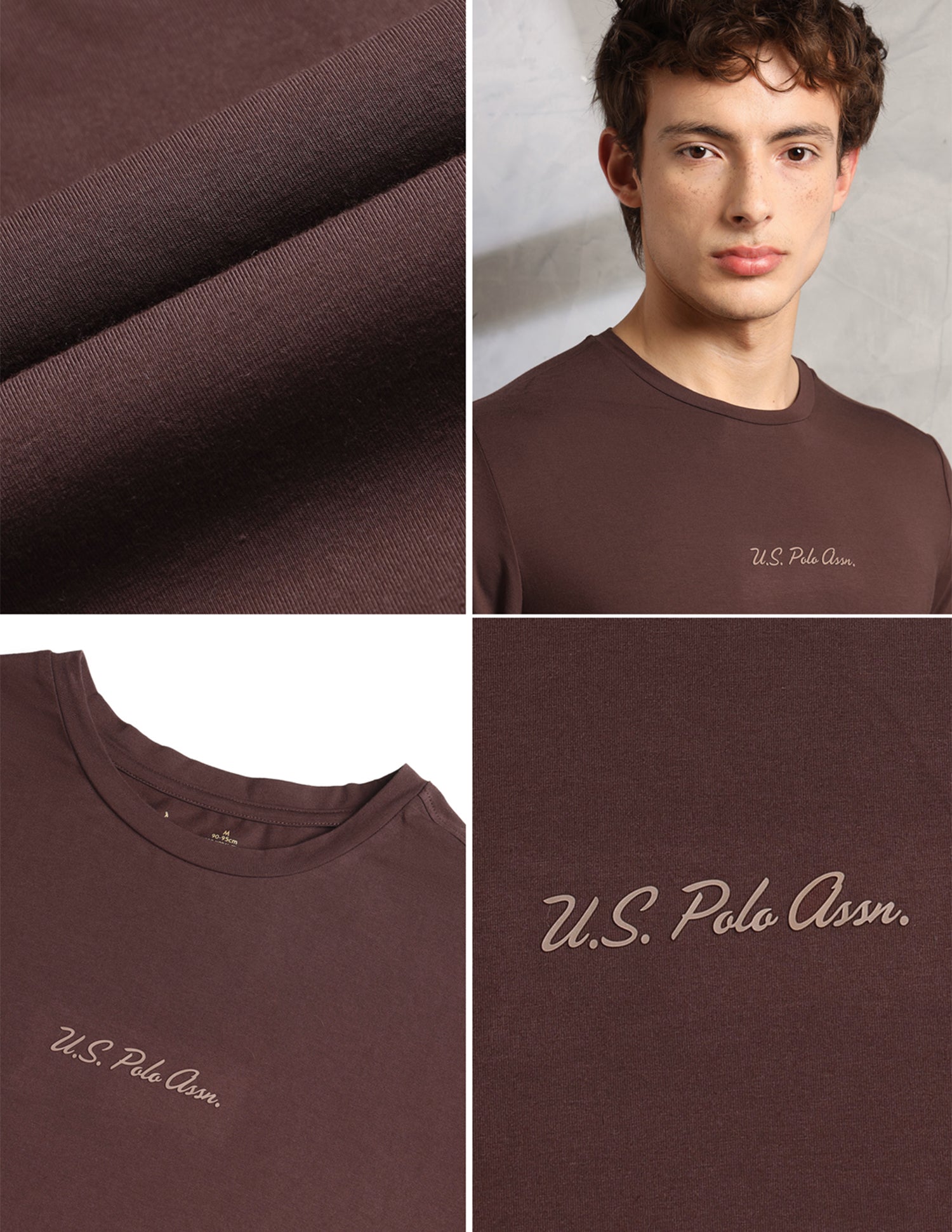 Round Neck Comfort Fit PE007-PL Lounge T-Shirt - Pack Of 1 Shaved Chocolate - U.S. Polo Assn. India | Large