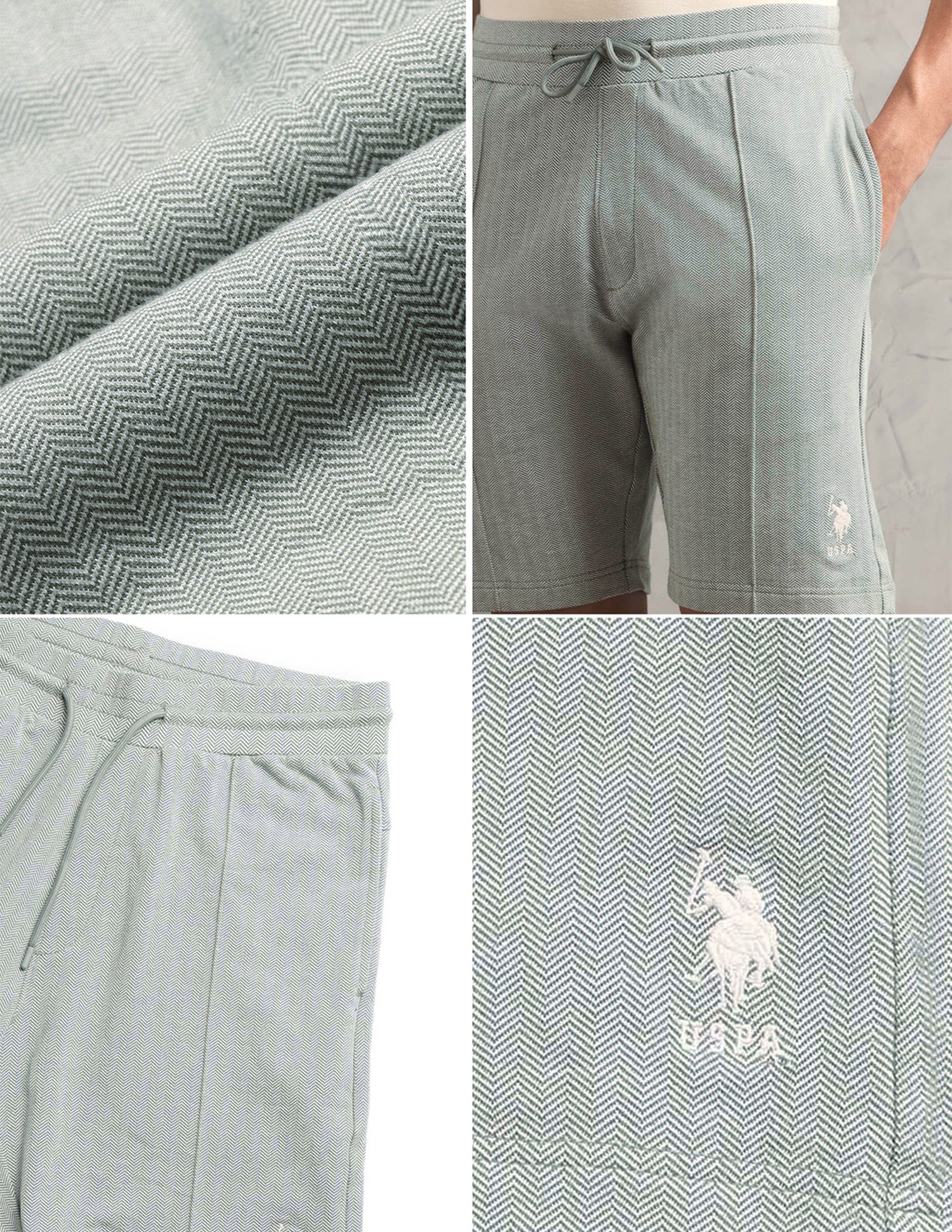 Chevron Slim Fit PS004-PL Lounge Shorts - Pack of 1 Deep Lichen Green - U.S. Polo Assn. India | Large