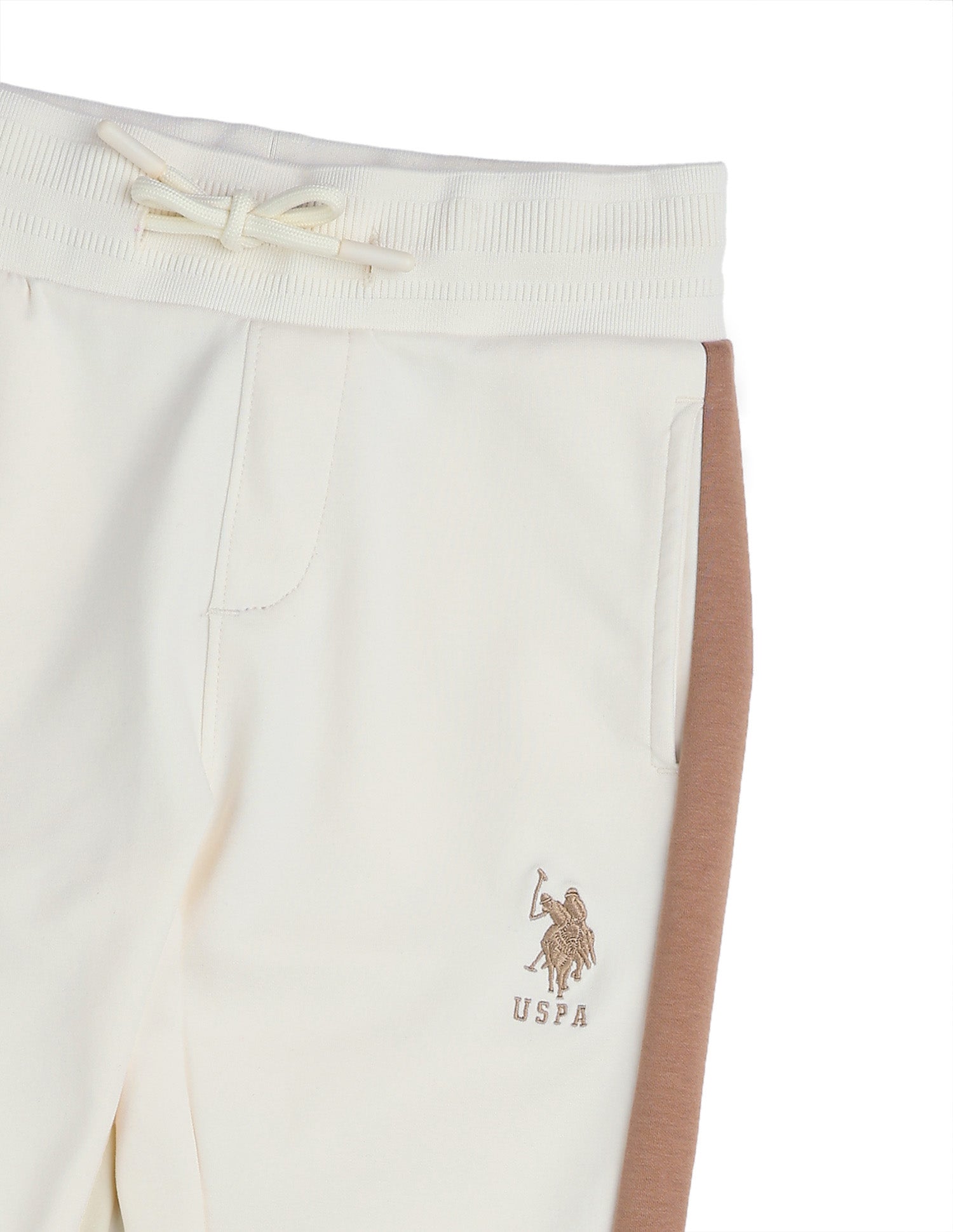 Boys Solid Regular Fit Trackpant Off White - U.S. POLO ASSN. | Large