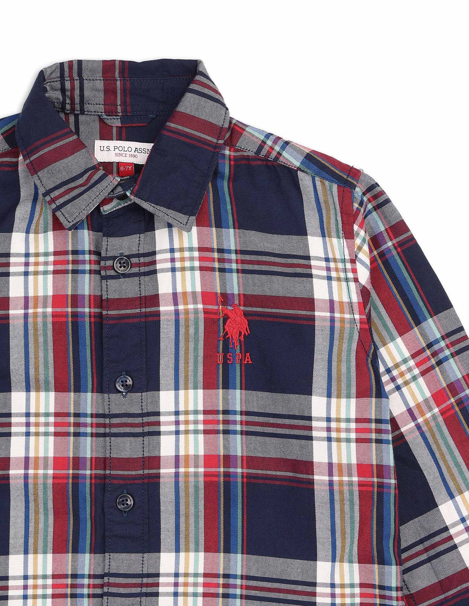 Boys All Over Printed Pure Cotton Shirt Navy - U.S. POLO ASSN. | Large