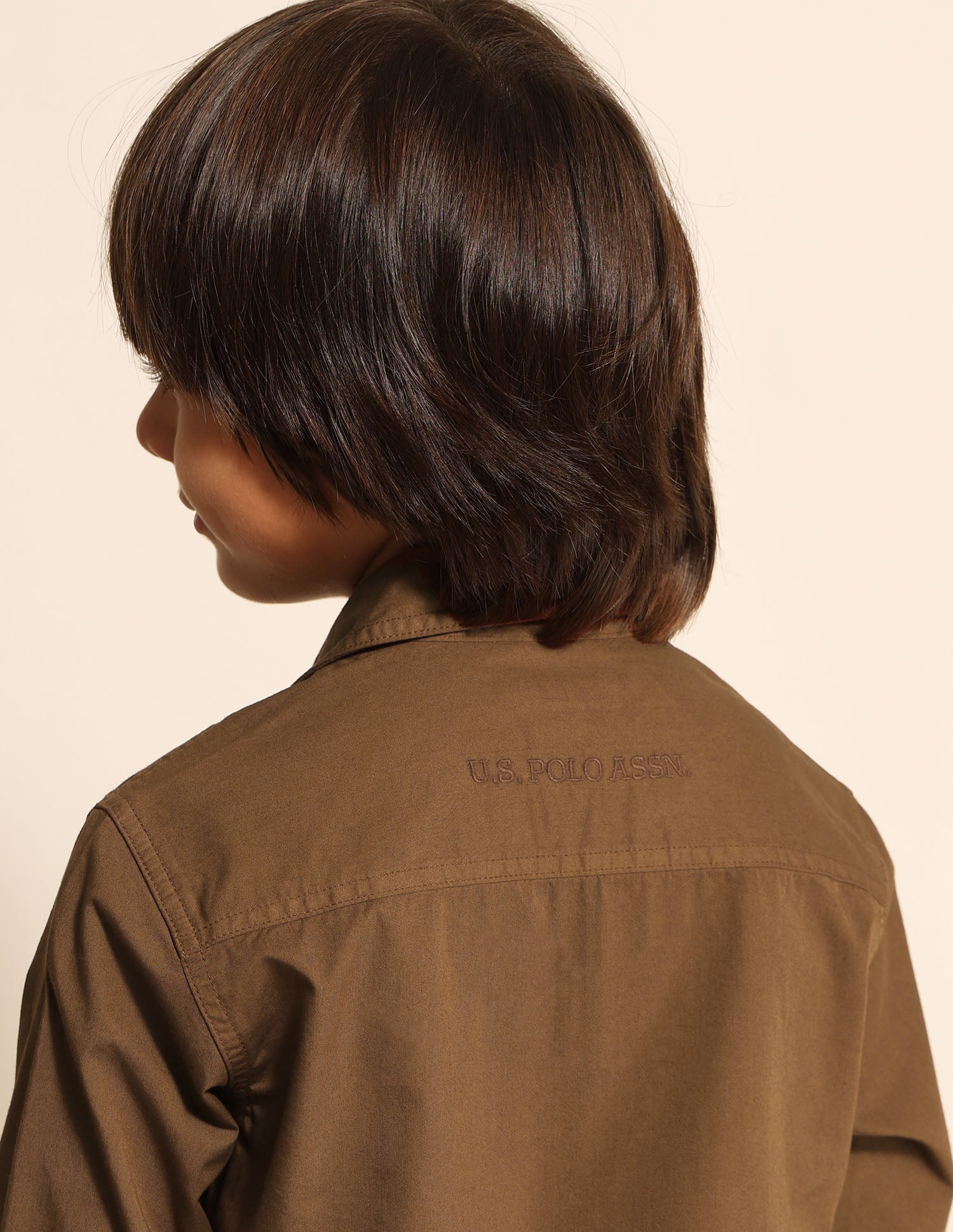 Boys Solid Regular Fit Shirt Brown - U.S. Polo Assn. India | Large