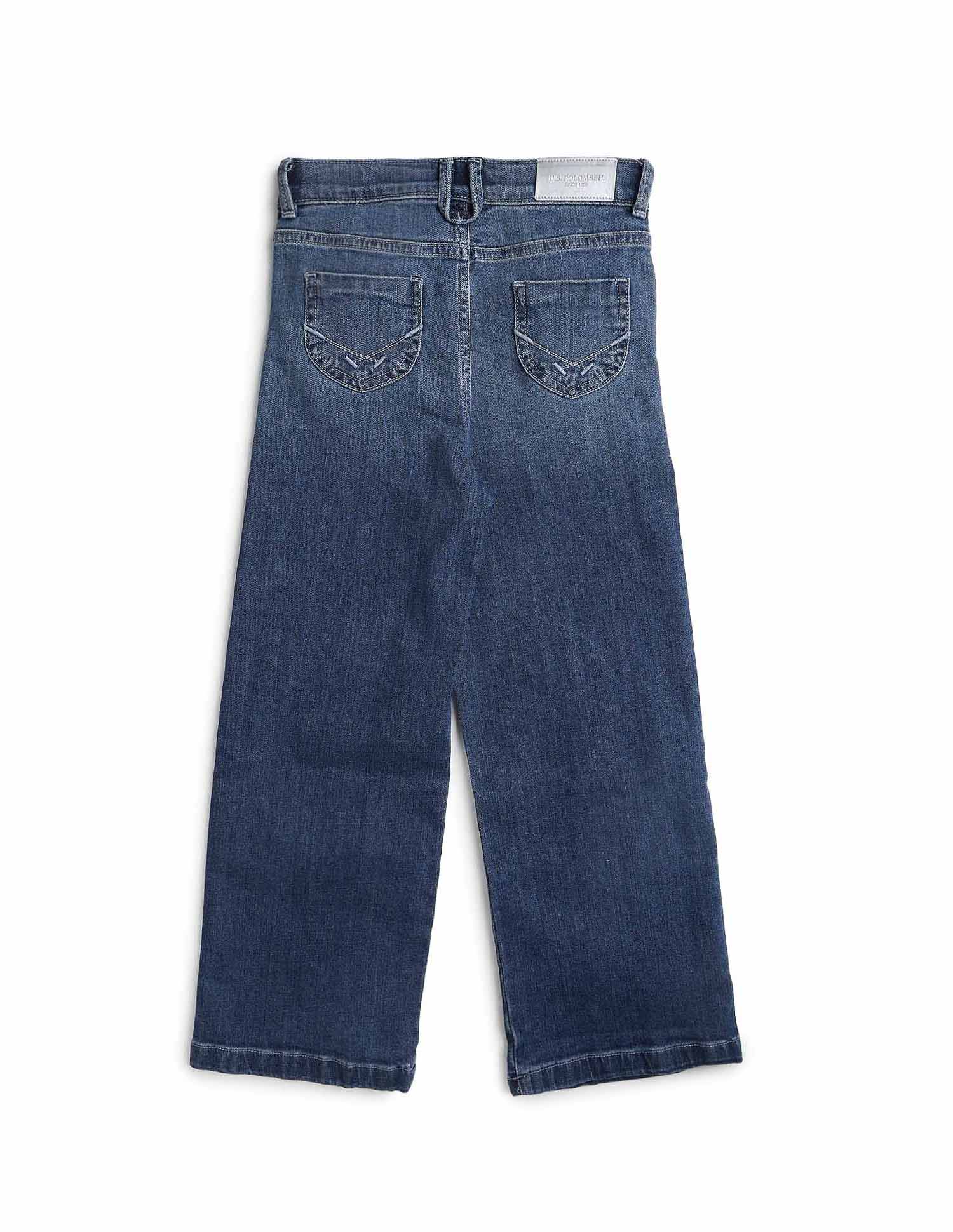 Girls Dyed Wide Leg Fit Jeans Blue - U.S. POLO ASSN. | Large