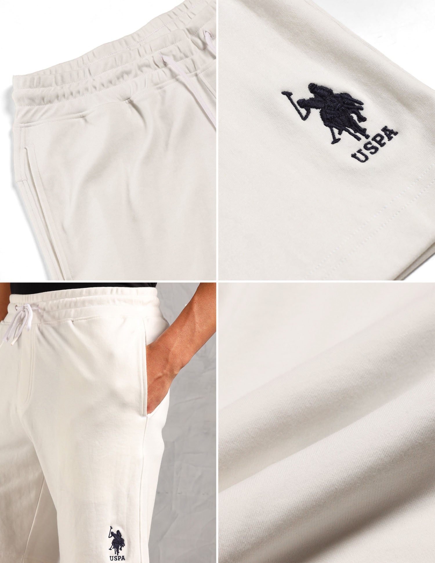 Breathable Cotton Solid OES08 Shorts - Pack Of 1 Uspa White - U.S. POLO ASSN. | Large