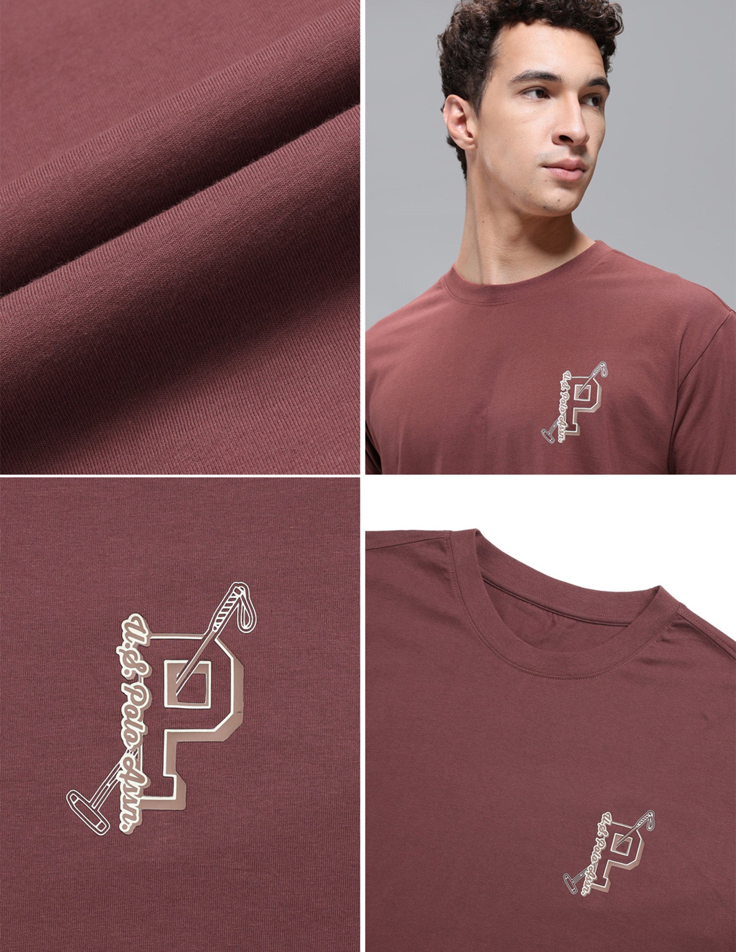 Regular Shape Retention OEE16 Lounge T-Shirt Sable - U.S. Polo Assn. India | Large