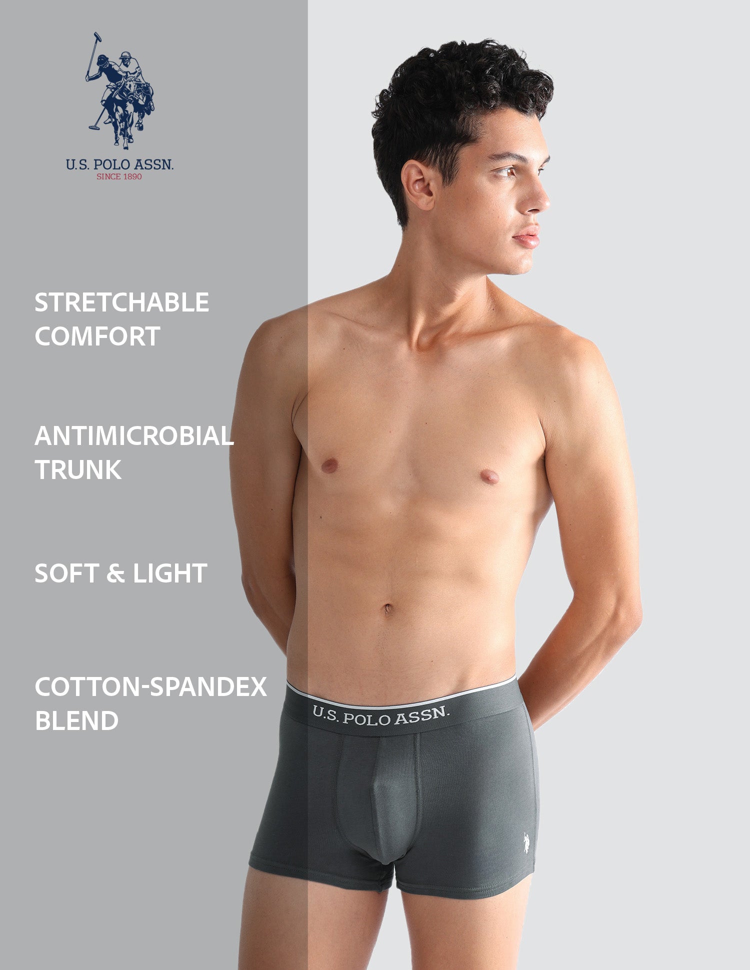 Antibacterial Solid ET004 Trunks - Pack Of 2 Iron Gate and Black - U.S. POLO ASSN. | Large