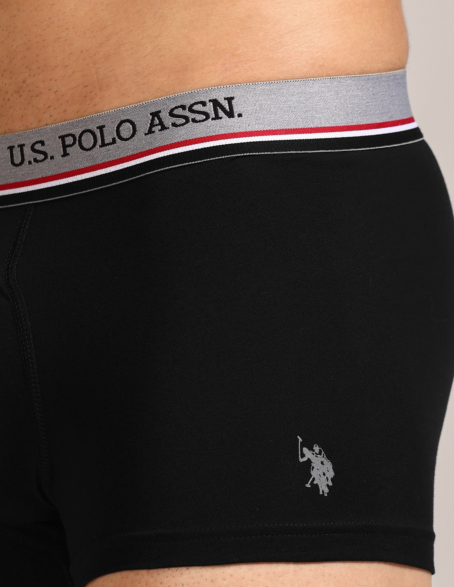 Men's Cotton Trunk - Pack Of 2 Anthra Melange, Black - U.S. Polo Assn. India | Large