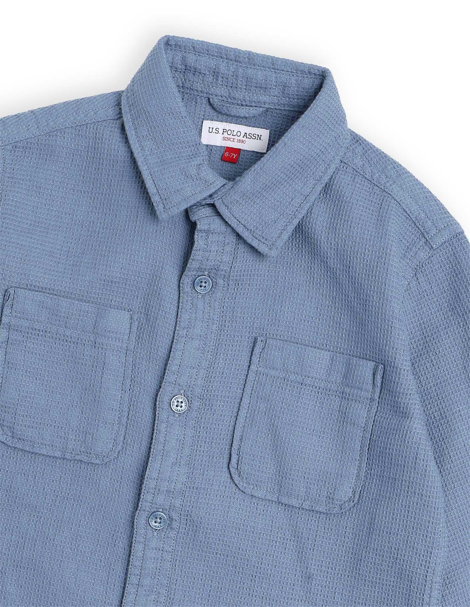 Boys Textured Dobby Shirt Blue - U.S. POLO ASSN. | Large