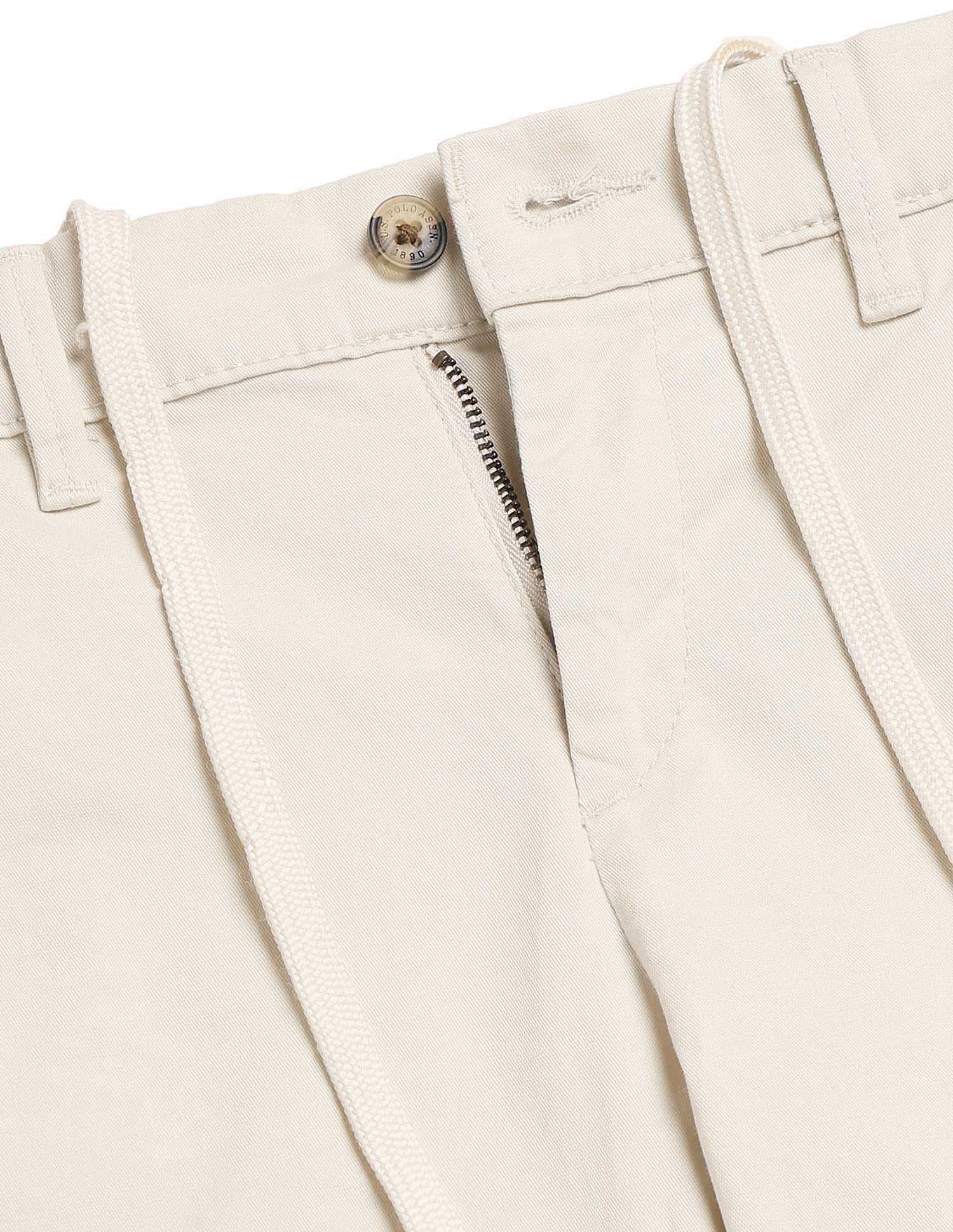 Boys Twill Regular Fit Trousers Off White - U.S. POLO ASSN. | Large