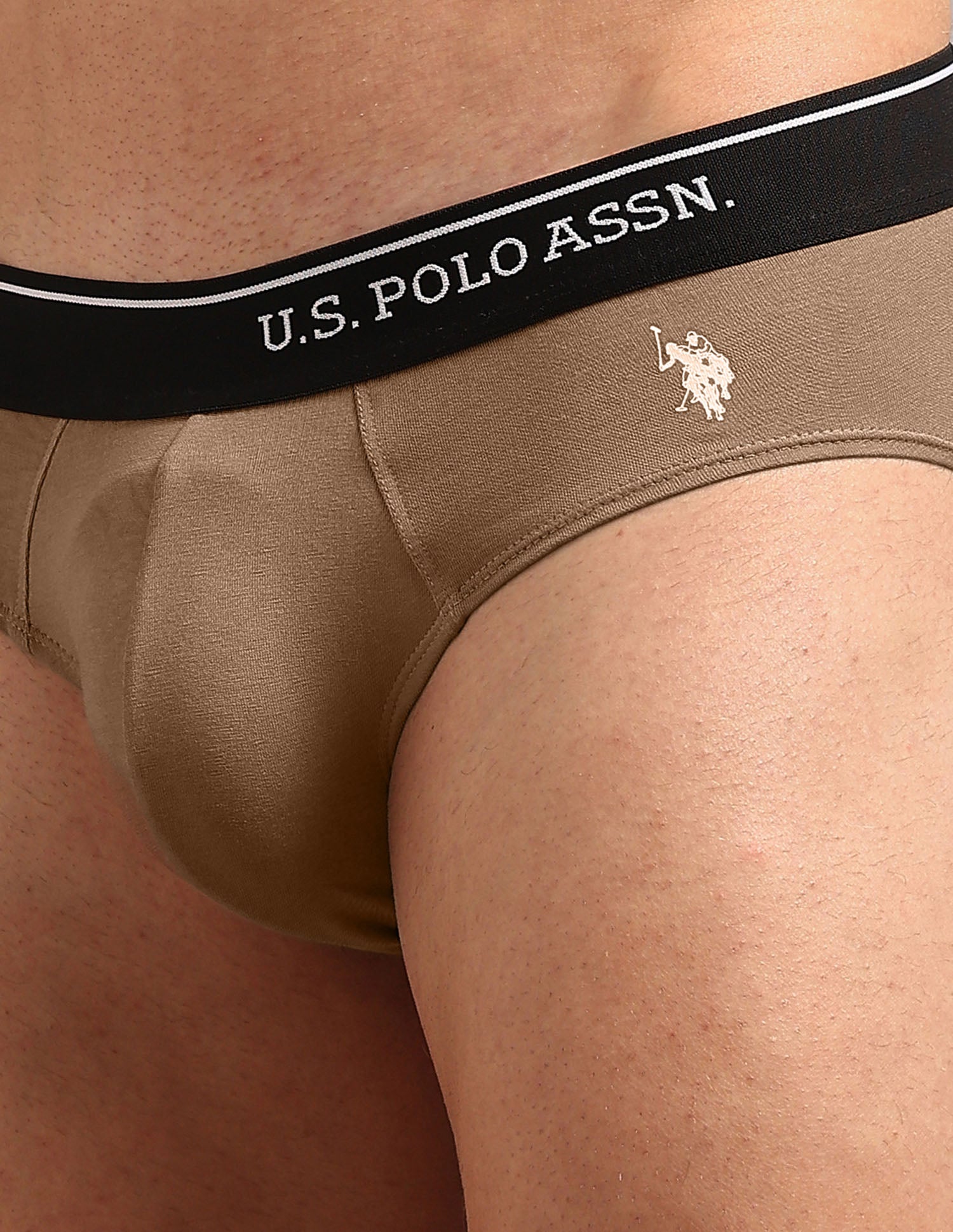 Cotton Stretch Breathable OEB18 Briefs - Pack Of 2 Uspa Black and Chinon Green - U.S. POLO ASSN. | Large