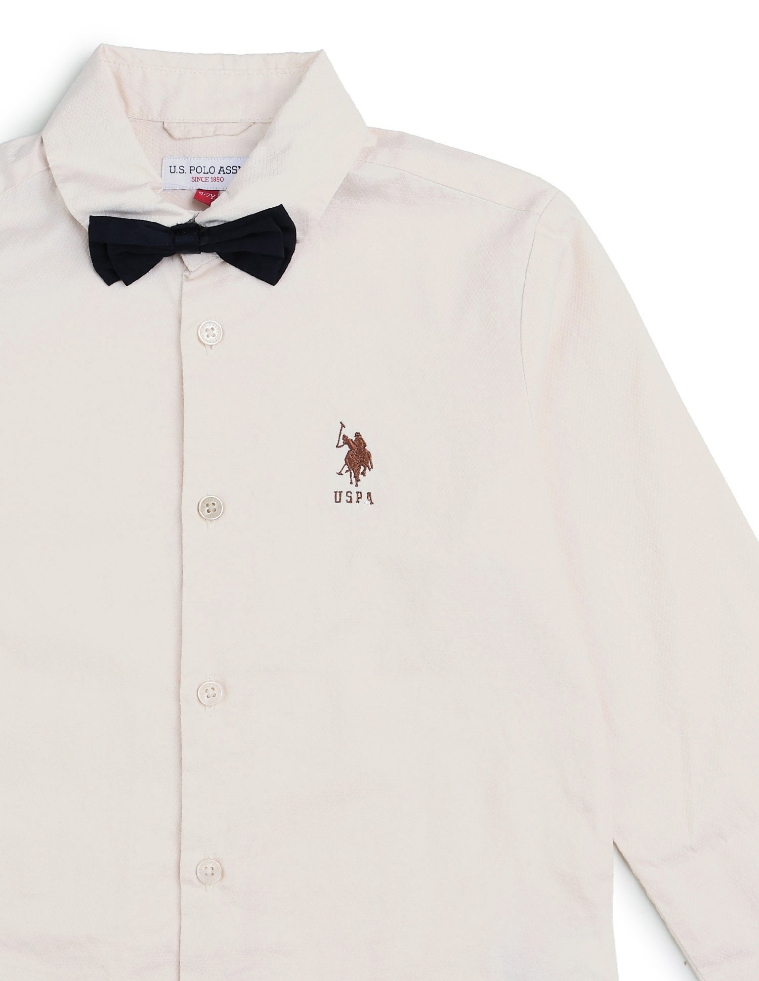 Boys Textured Dobby Shirt Ivory - U.S. POLO ASSN. | Large
