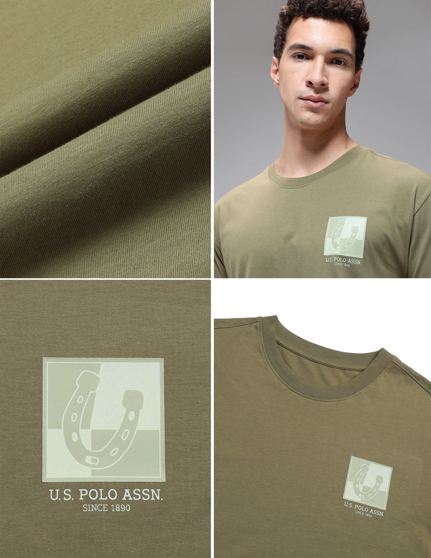 Breathable Regular Comfort Fit OEE15 Lounge T-Shirt Martin Olive - U.S. Polo Assn. India | Large