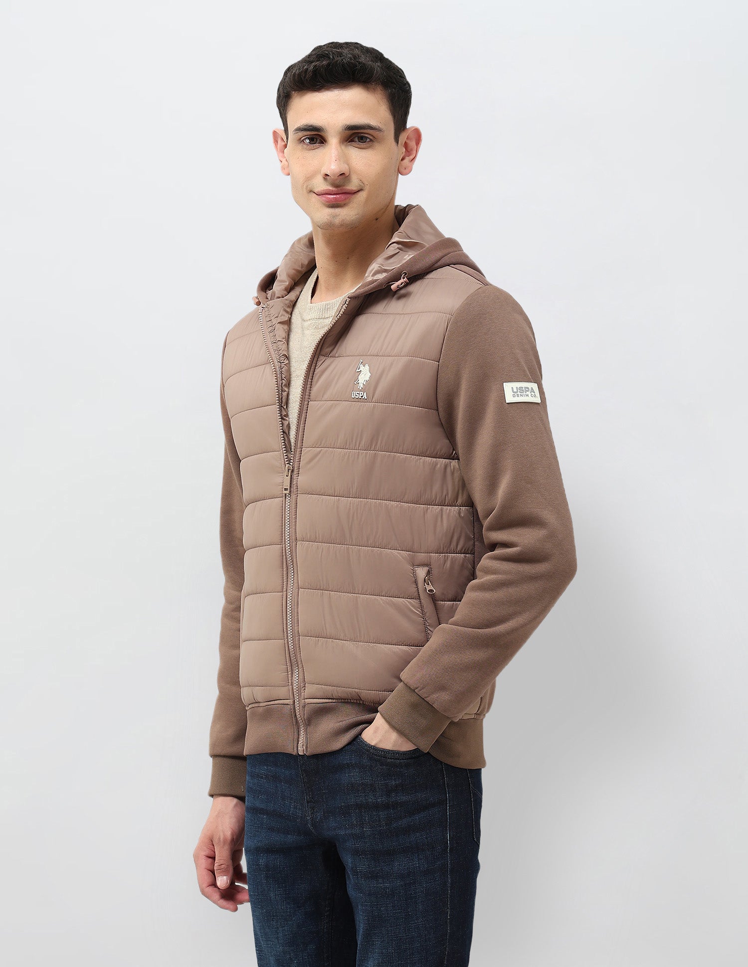 Solid Hooded Puffer Jacket Khaki - U.S. POLO ASSN. | Large