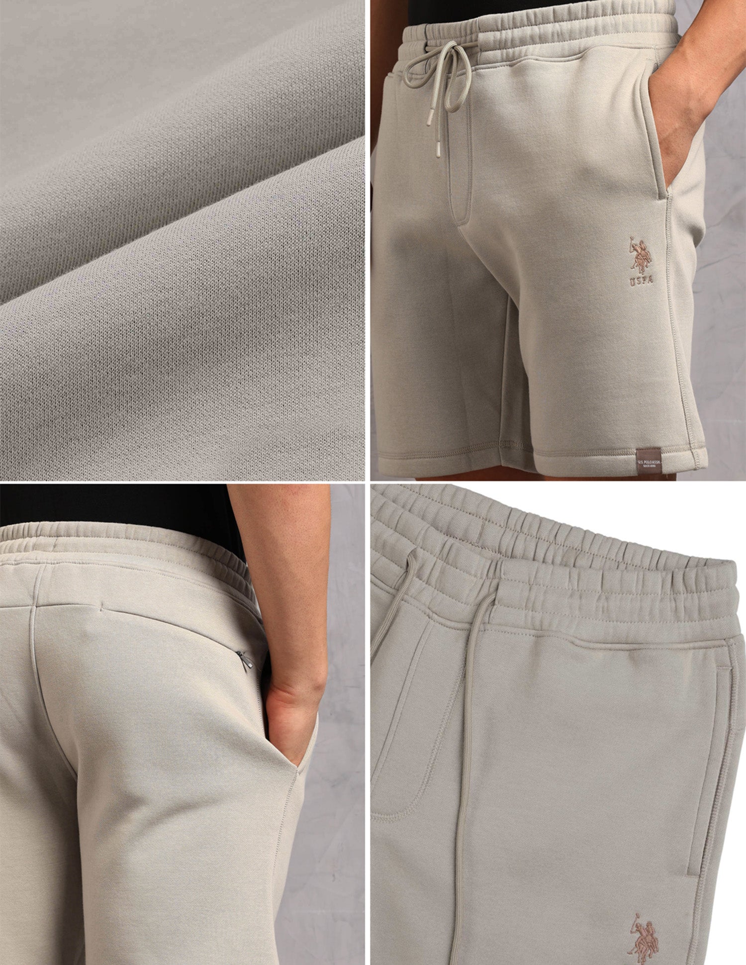 Cotton Terry OES10 Lounge Shorts - Pack Of 1 Grey Mid Stone - U.S. POLO ASSN. | Large