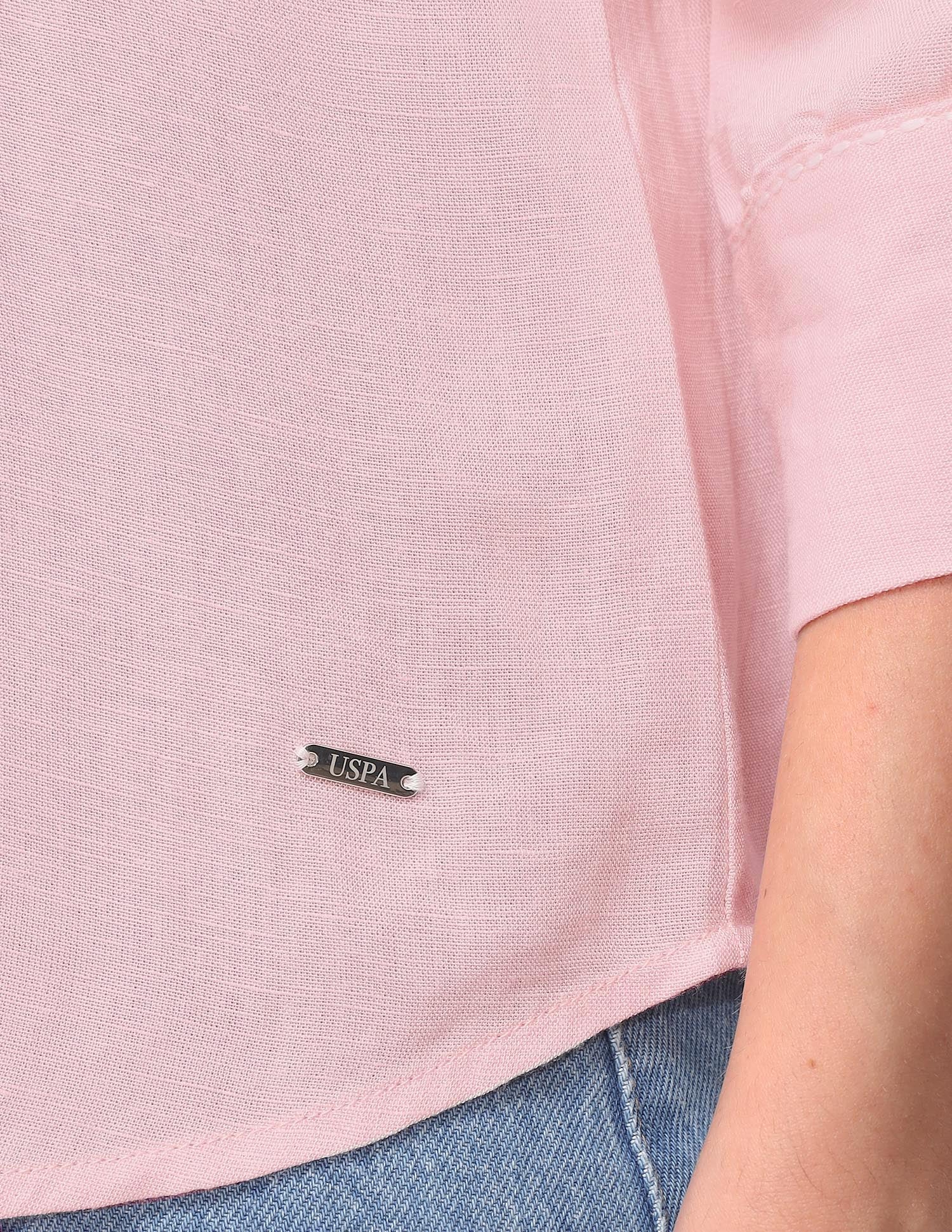 Solid Relaxed Fit Drop Shoulder Shirt Pink - U.S. Polo Assn. India | Large