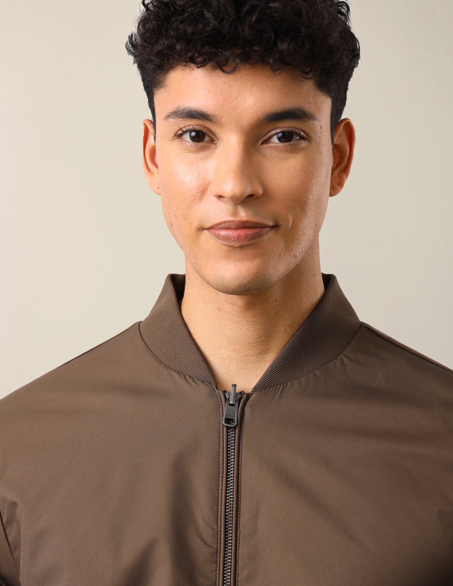 Vertical Striped Regular Fit Bomber Jacket Brown - U.S. Polo Assn. India | Large