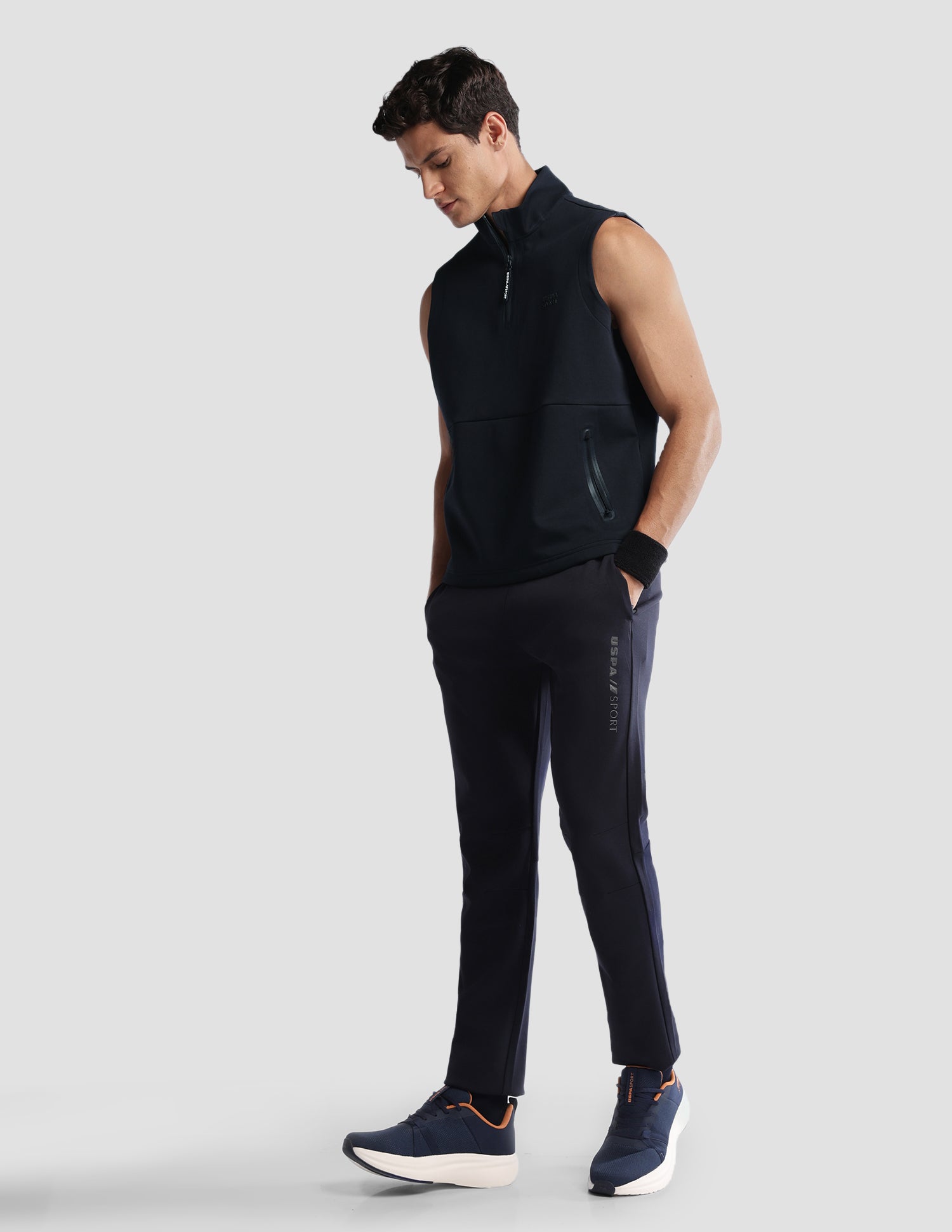 Solid Regular Fit Active Sweatshirt Navy - U.S. Polo Assn. India | Large