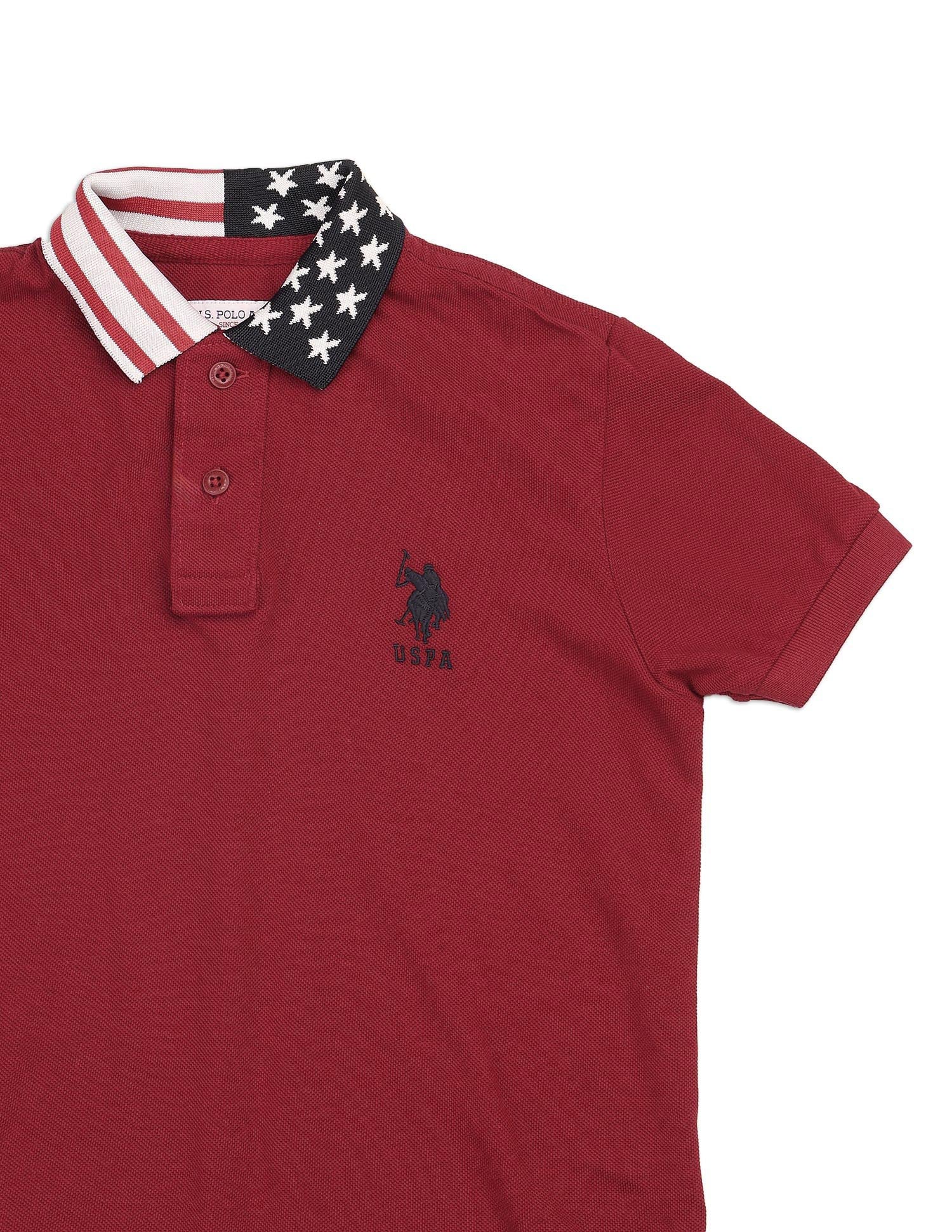 Boys Solid Pure Cotton Polo Shirt Dark Red - U.S. POLO ASSN. | Large