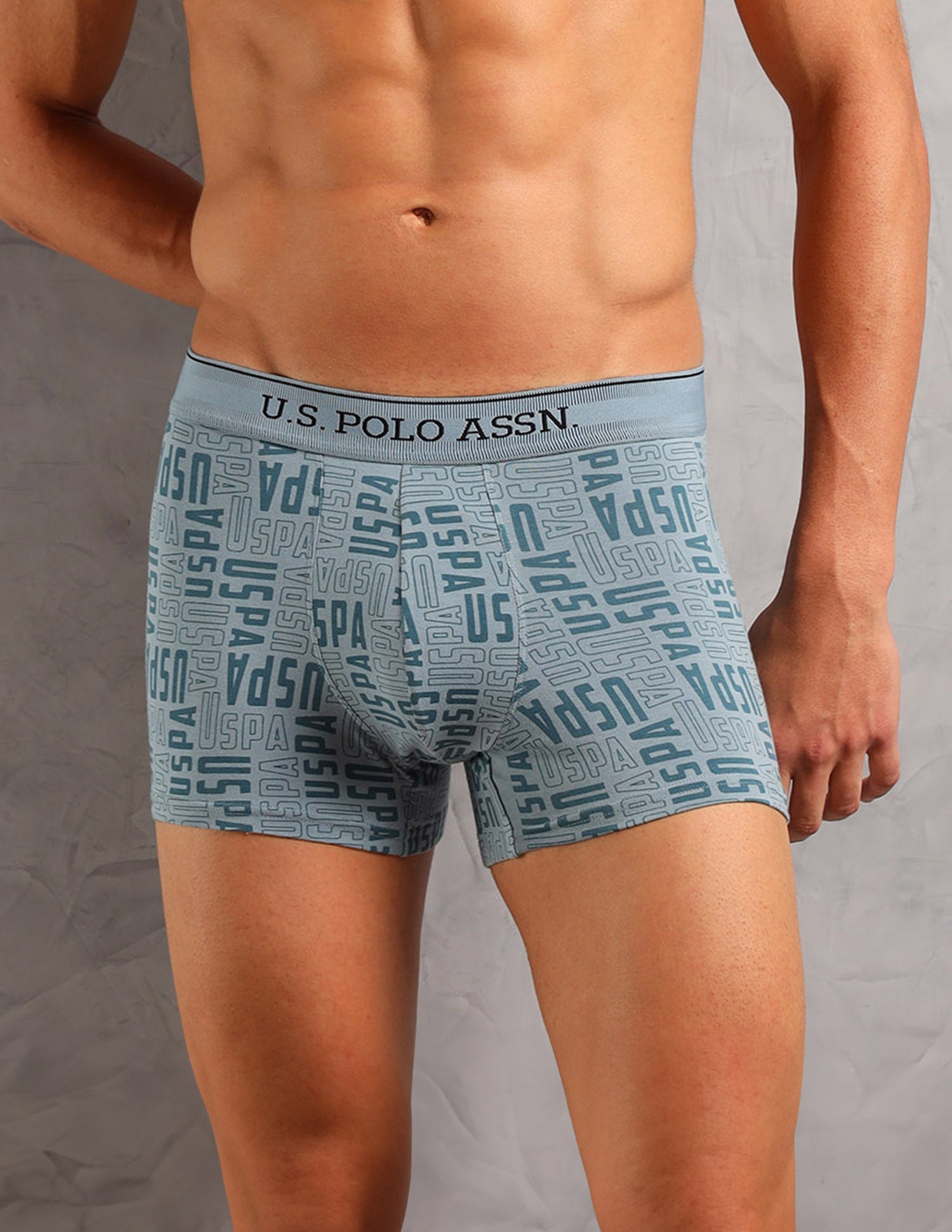 Solid Breathable OET17 Trunks - Pack Of 3 Aop Stone Blue, Aop Antler and Oatmeal Solid - U.S. POLO ASSN. | Large