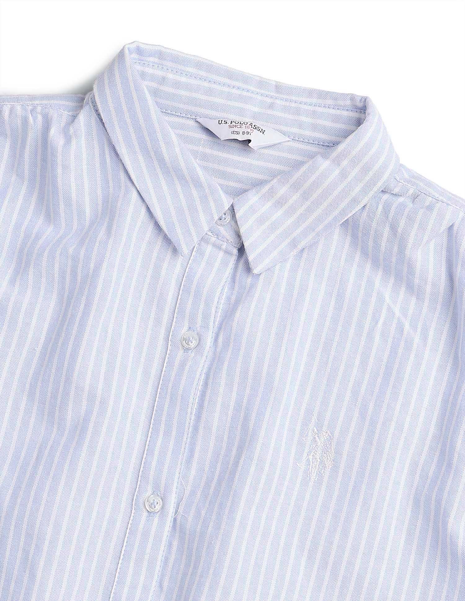 Girls Striped Regular Fit Top Light Blue - U.S. POLO ASSN. | Large