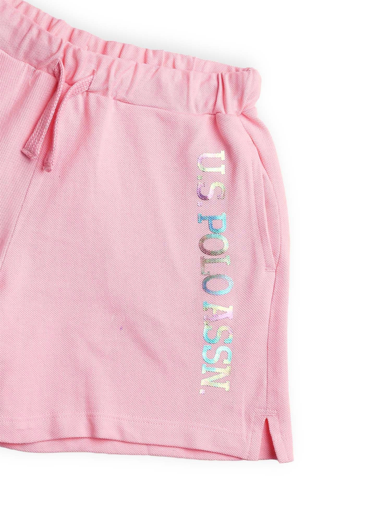 Solid Cotton Coordinate Shorts Light Pink - U.S. Polo Assn. India | Large