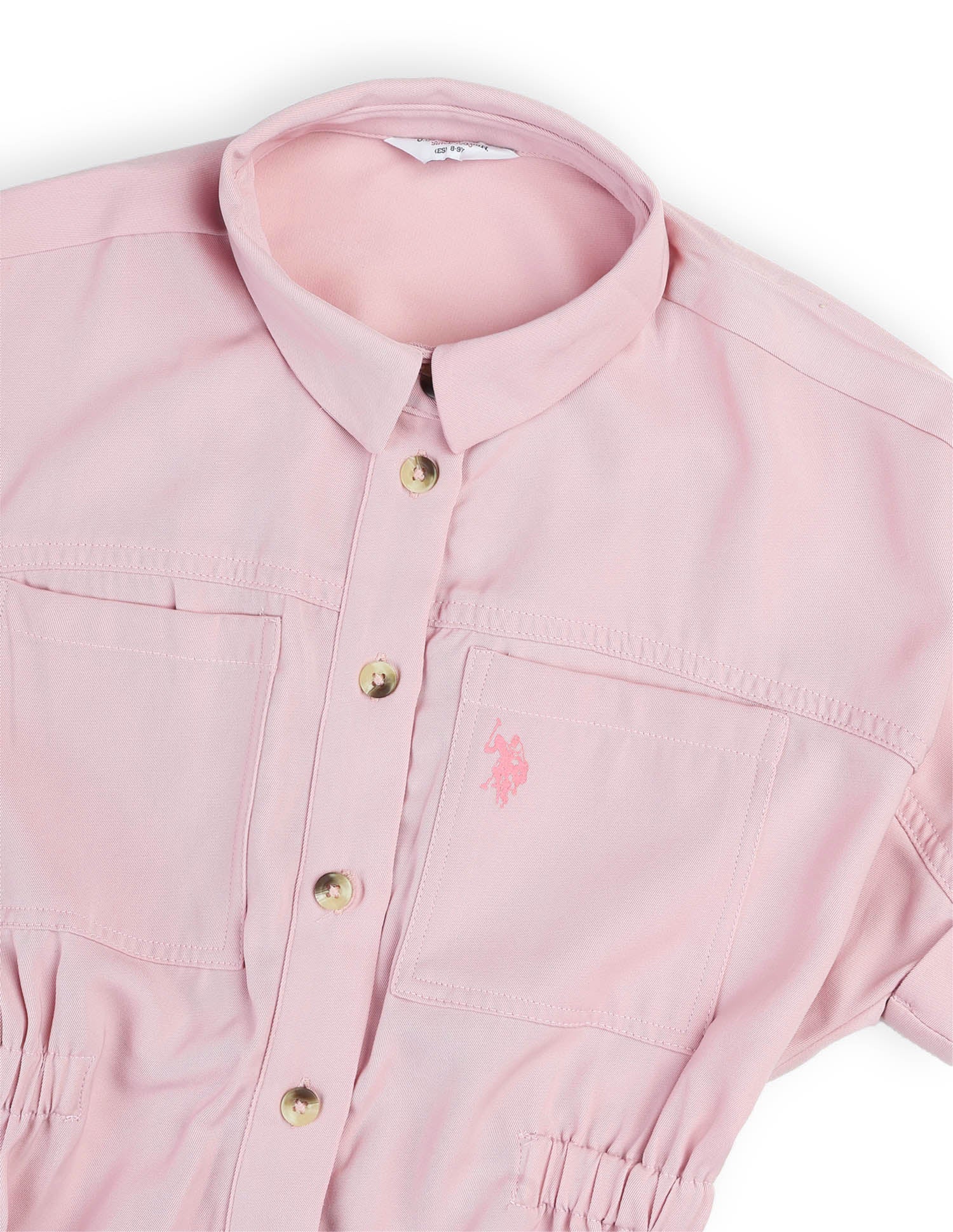 Girls Solid Shirt Dress Pink - U.S. POLO ASSN. | Large