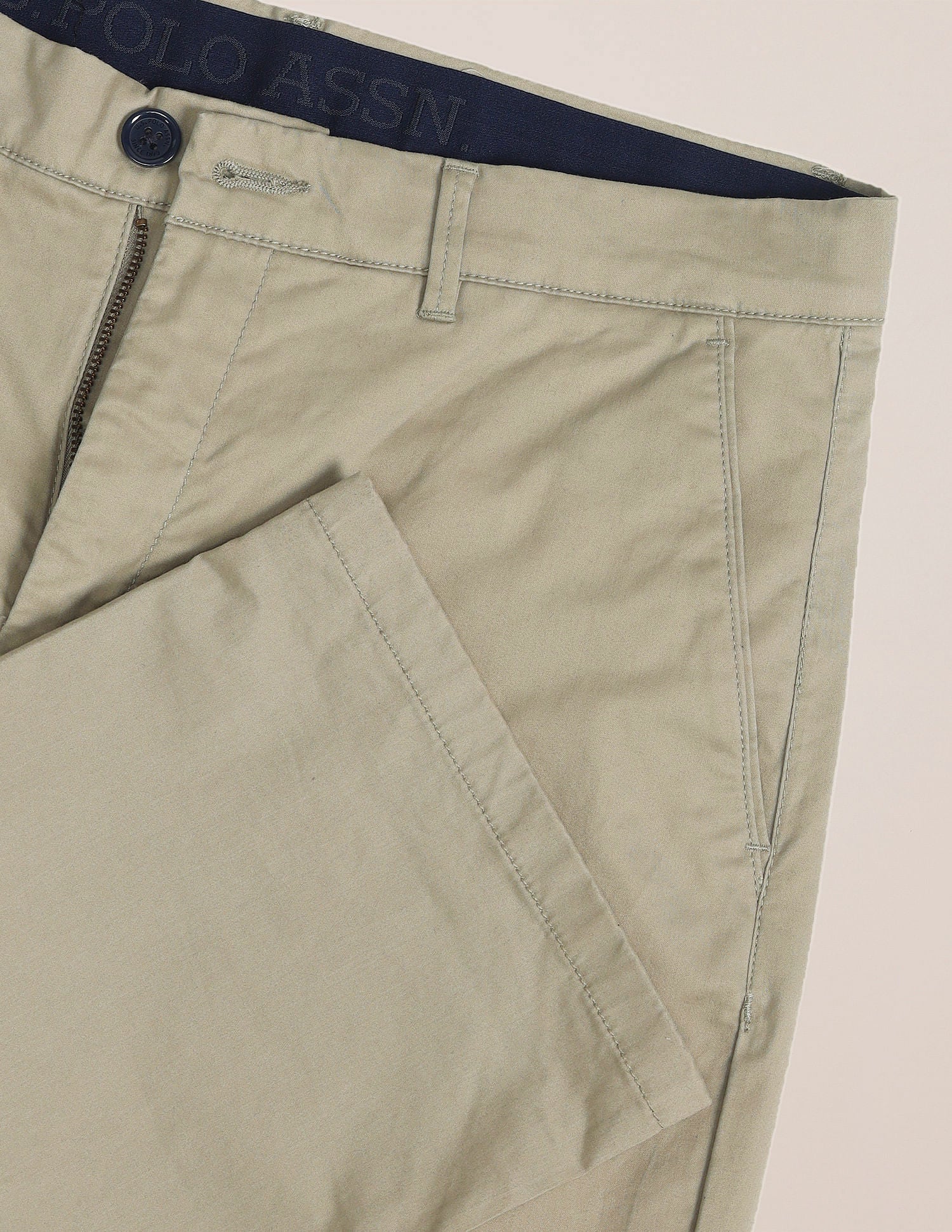 Mid Rise Straight Fit Trousers Beige - U.S. POLO ASSN. | Large