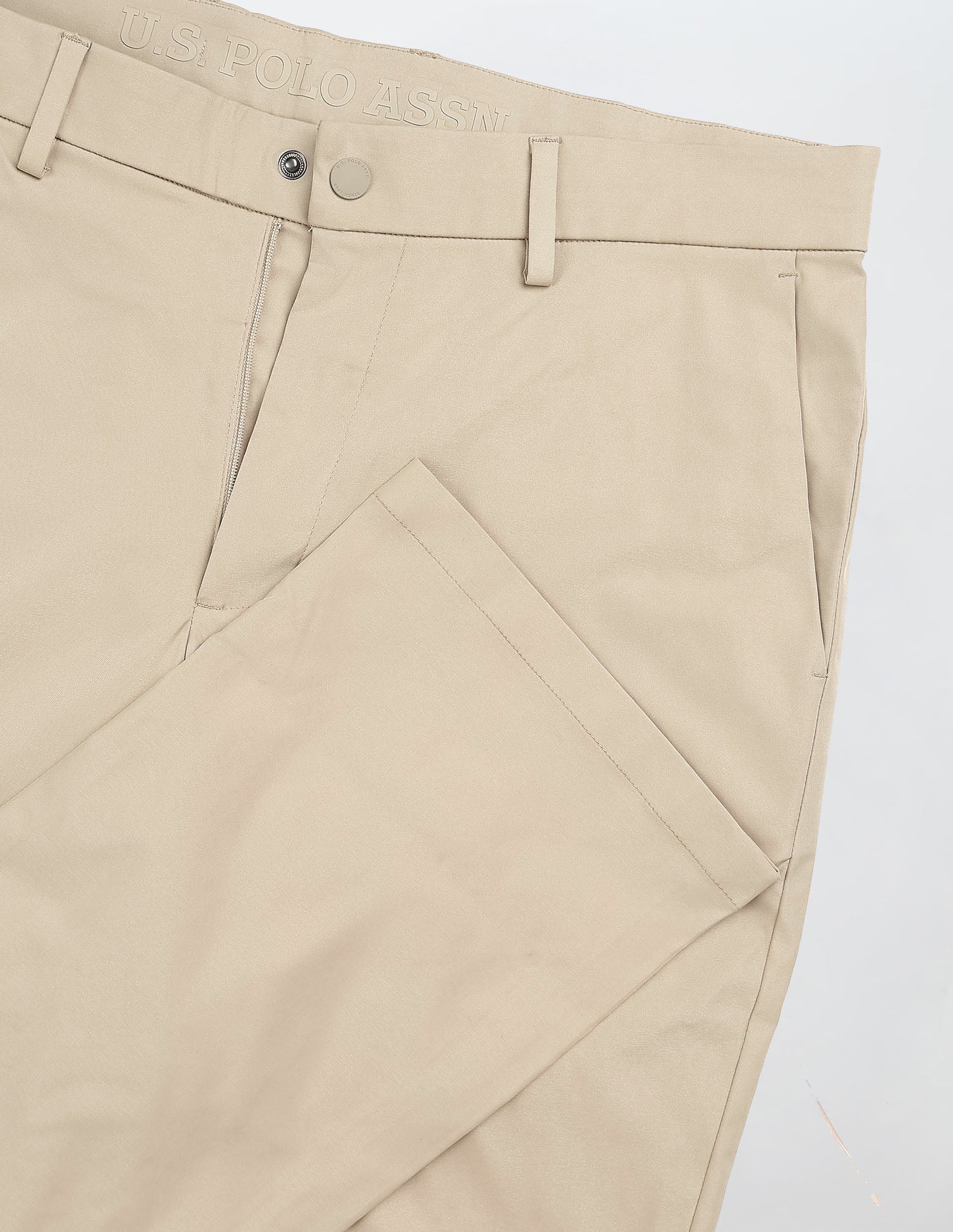 Riley Straight Fit Twill Trousers Khaki - U.S. Polo Assn. India | Large