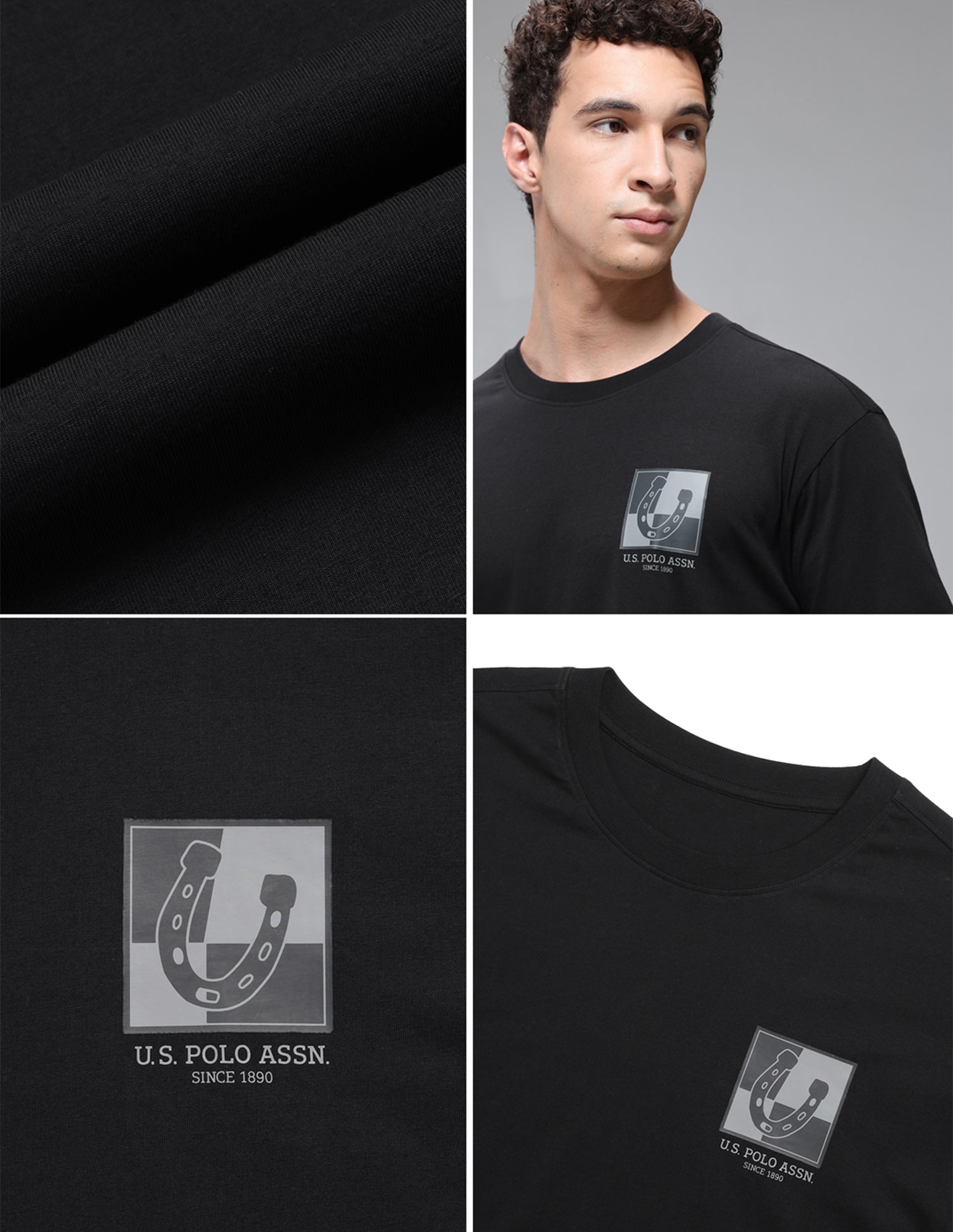 Breathable Regular Comfort Fit OEE15 Lounge T-Shirt Black - U.S. Polo Assn. India | Large