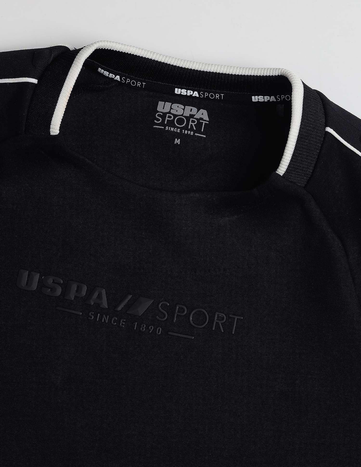 Solid Regular Fit Active Sweatshirt Black - U.S. Polo Assn. India | Large